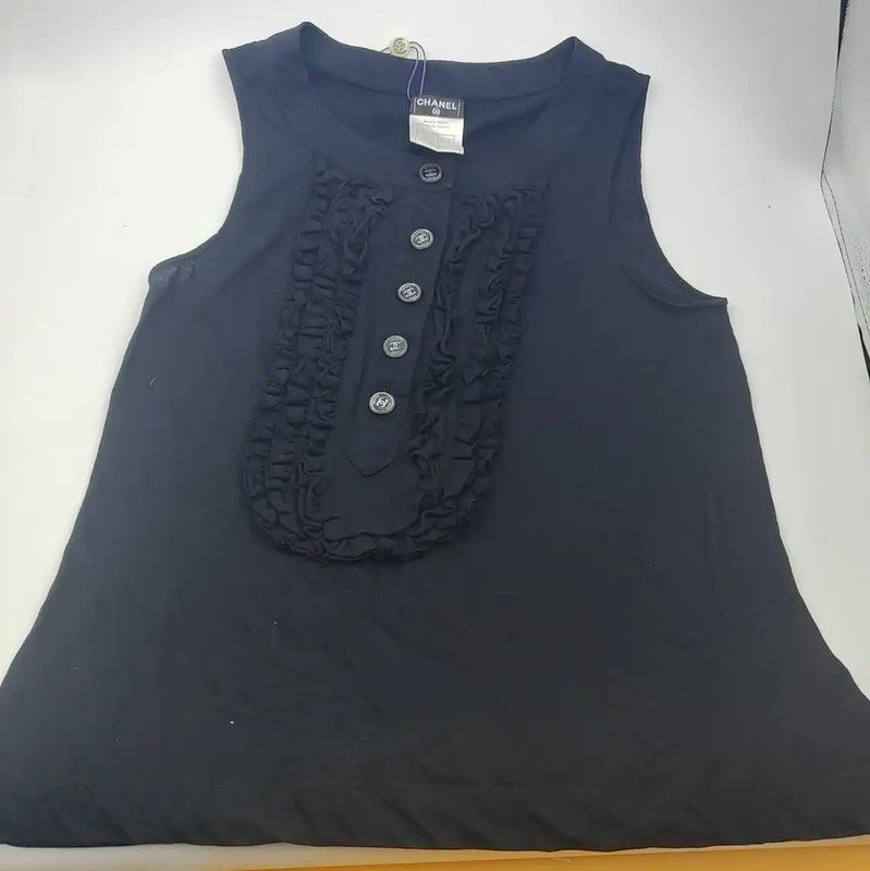 Chanel Chanel Black Cotton Women's Pullover Sweater 0089 Size L / US 10 / IT 46 - 1 Thumbnail