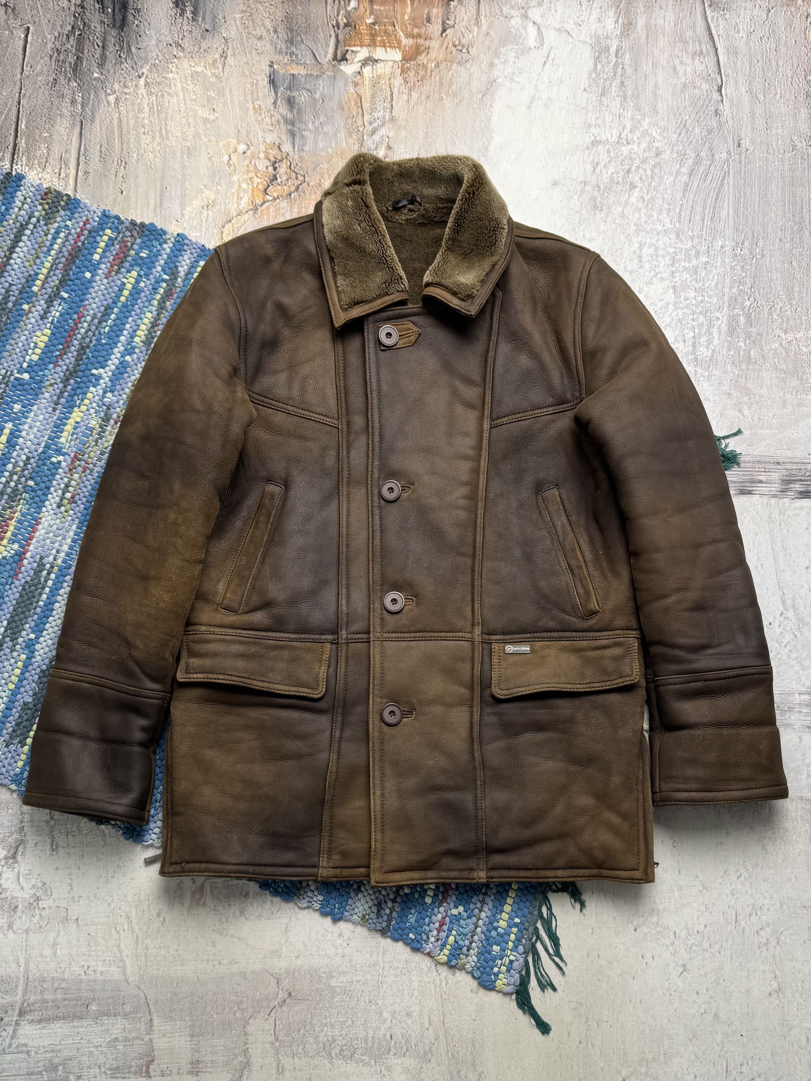 Vintage Vintage Faded Real Sheepskin Coat A8(V1)D15 Size US M / EU 48-50 / 2 - 1 Thumbnail
