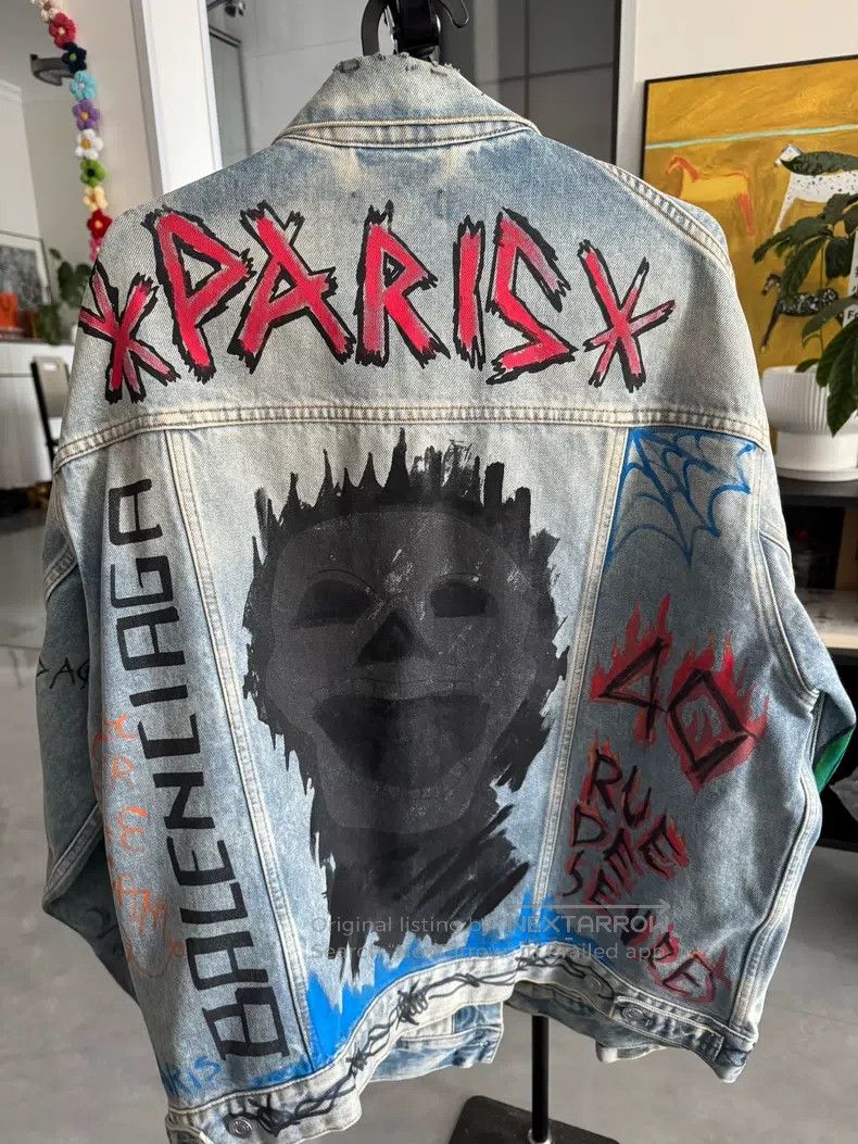 Balenciaga Balenciaga Graffiti Denim Jacket Size XXS / US 00 / IT 34 - 5 Thumbnail