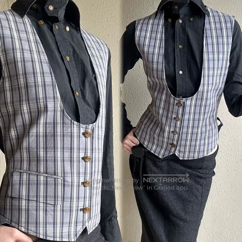 Vivienne Westwood Vivienne Westwood Saturn Buckle Plaid Jacket Vest Size US S / EU 44-46 / 1 - 1 Thumbnail
