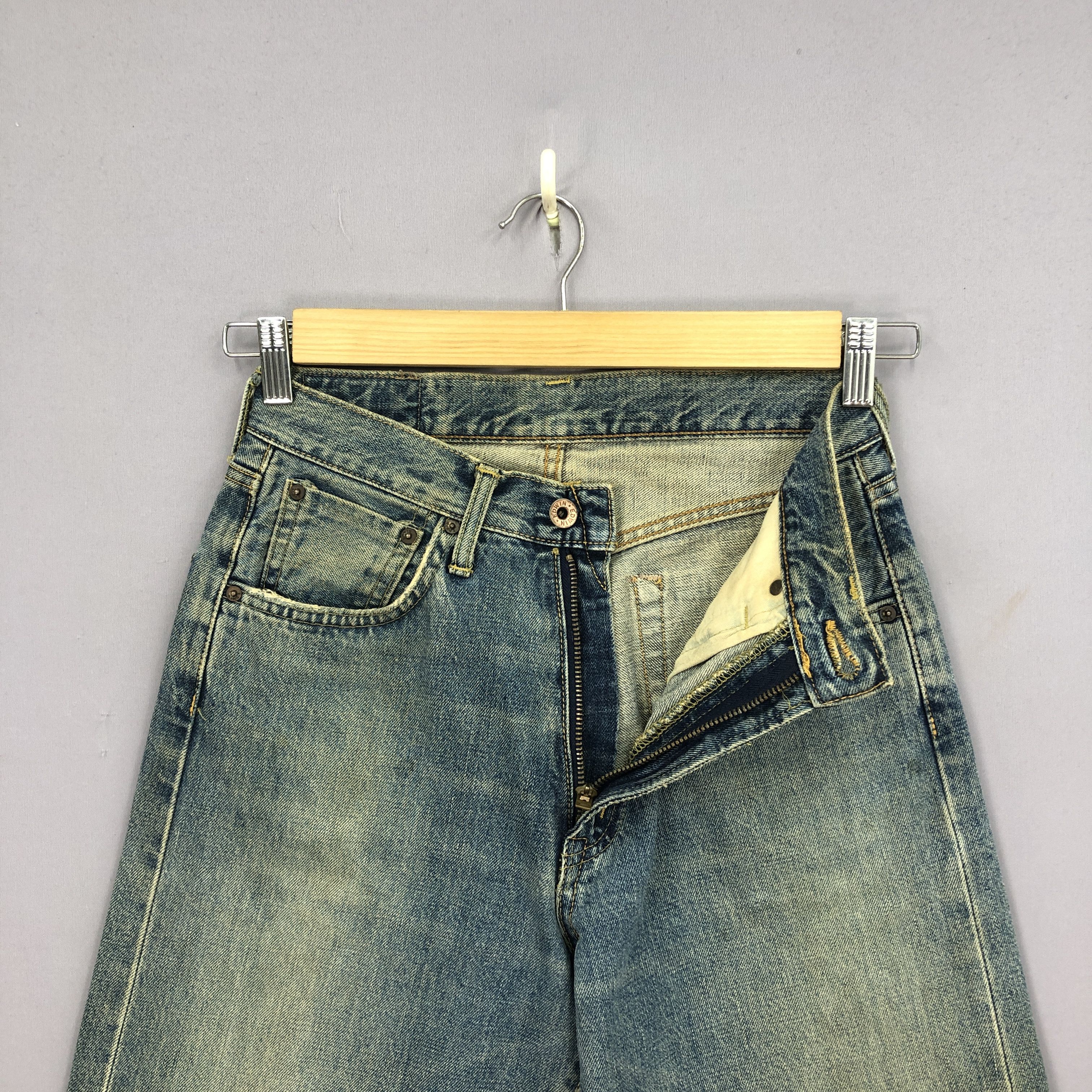 Japanese Brand Vintage 90s Edwin 505x Selvedge Jeans Mud Wash Redline Denim Size 26" / US 2 / IT 38 - 6 Thumbnail