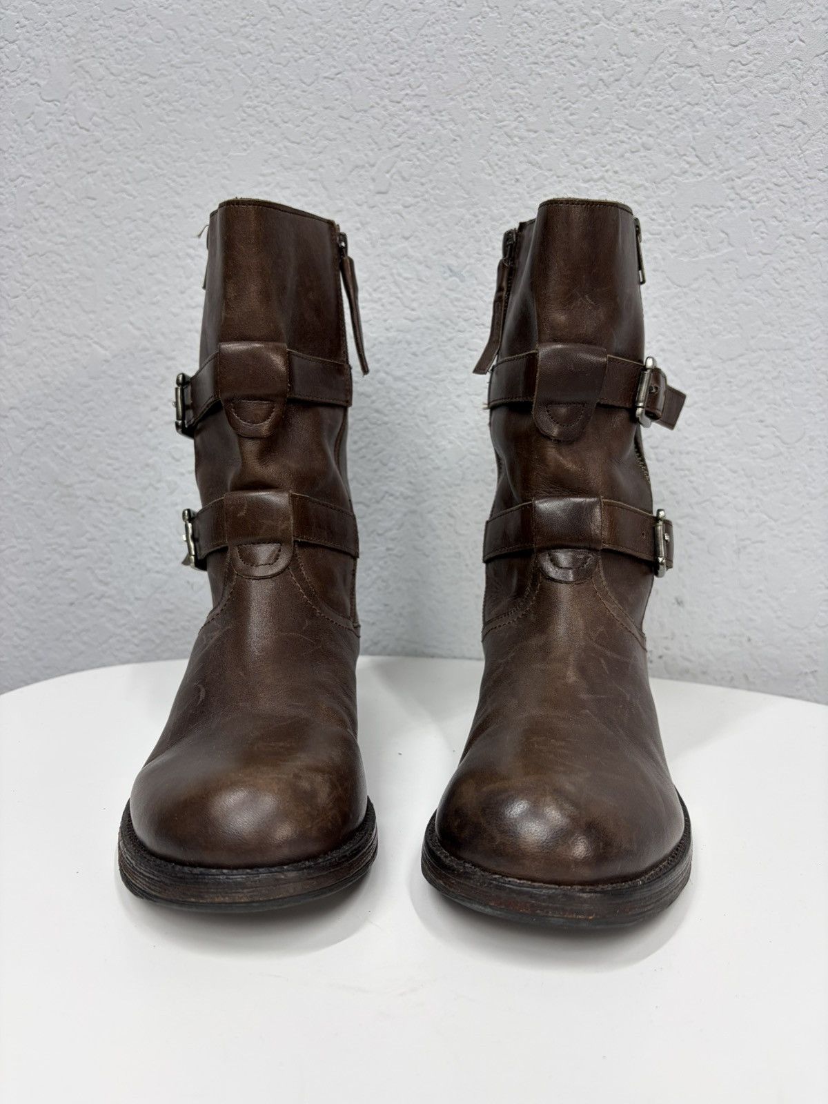 Hedi Slimane AS 98 Vibe Artisan Brown Leather Side Zip Ankle Biker Boots Size US 7.5 / EU 40-41 - 7 Thumbnail