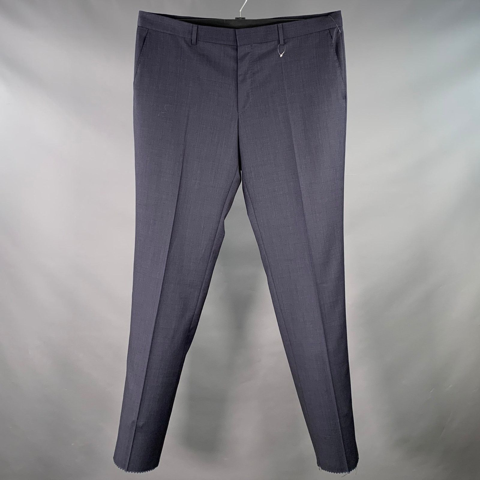 Hugo Boss HUGO BOSS Navy Virgin Wool Blend Flat Front Dress Pants Size 46R - 1 Thumbnail