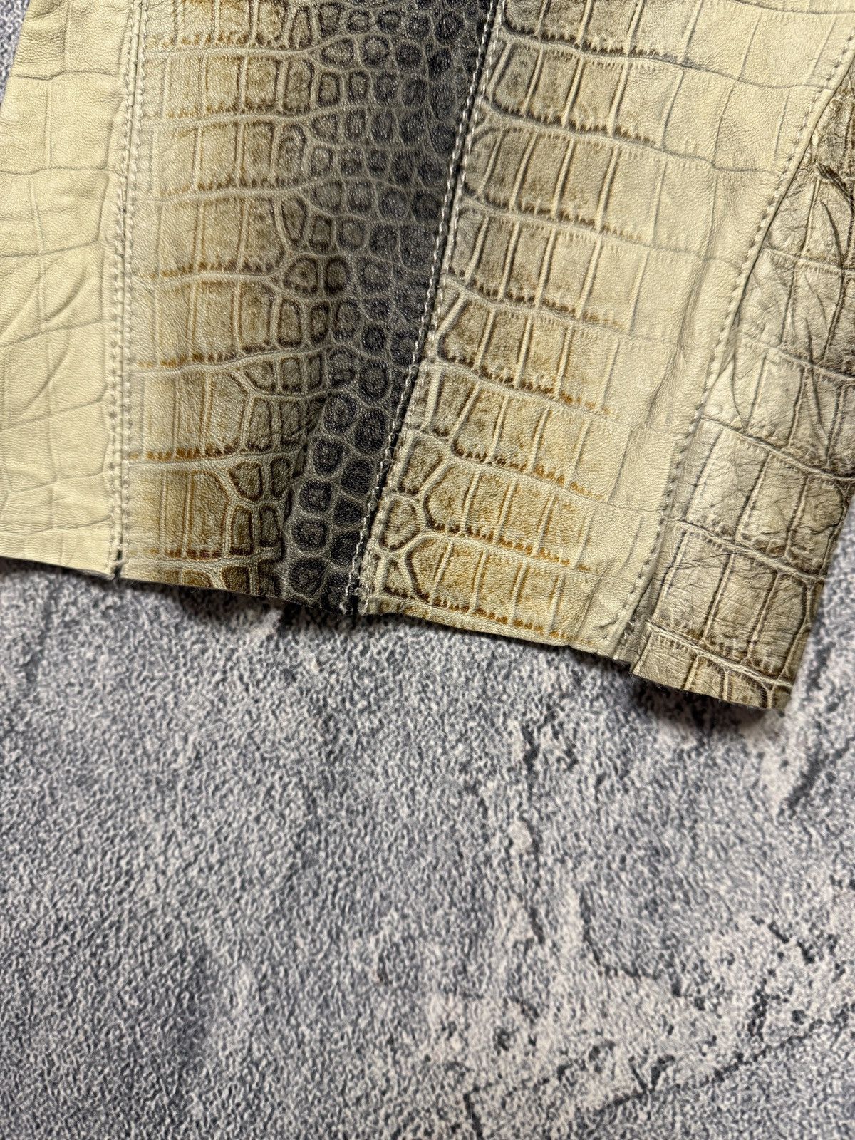 Other Corpo Nove Crocodile Embossed Leather Trousers Beige Brown Size 34" / US 12 / IT 48 - 12 Thumbnail