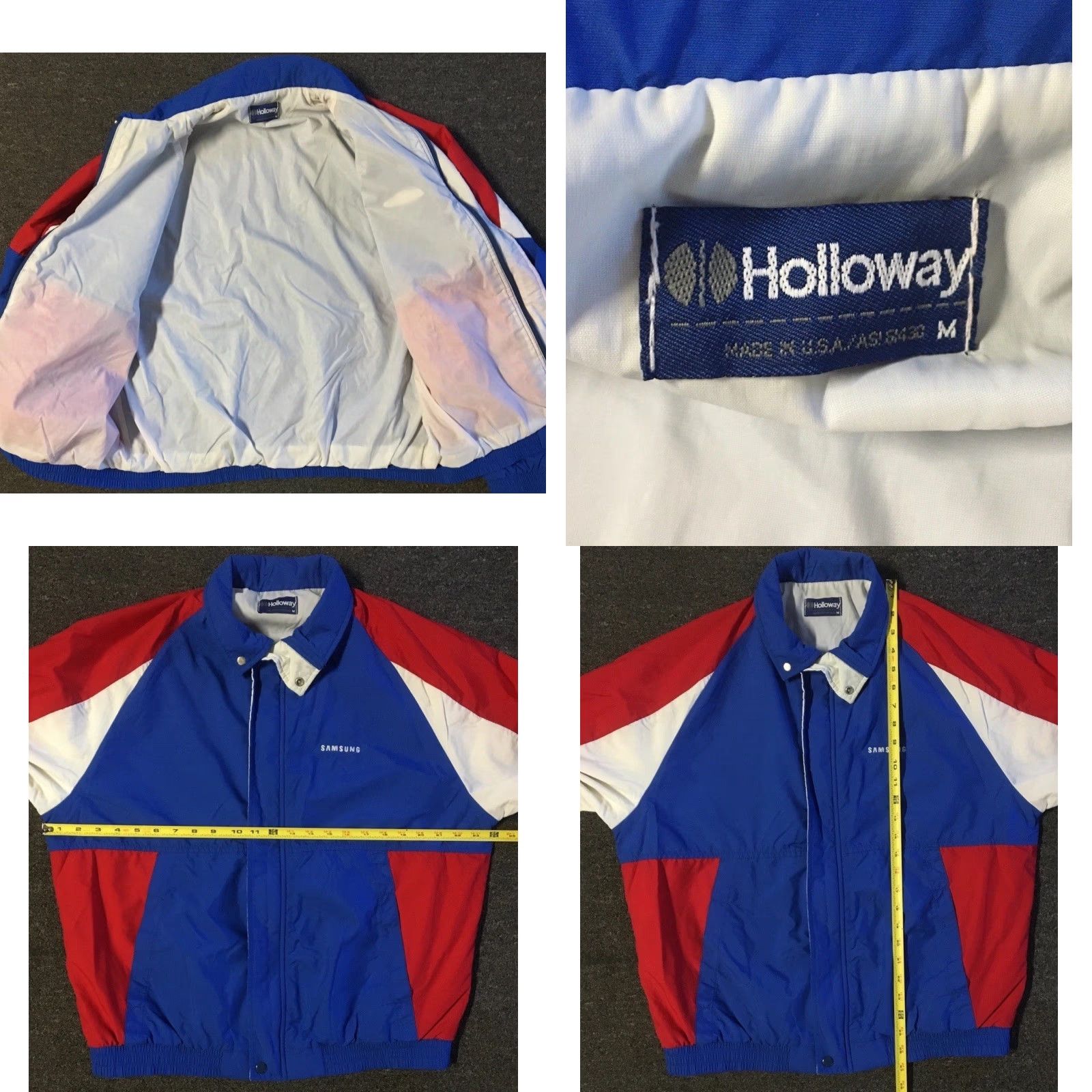 Samsung VINTAGE Samsung Jacket M USA Blue Striped Zip Bomber 90s Grunge Motorcycle College Hip Hop Retro USA Mens Size US M / EU 48-50 / 2 - 8 Thumbnail