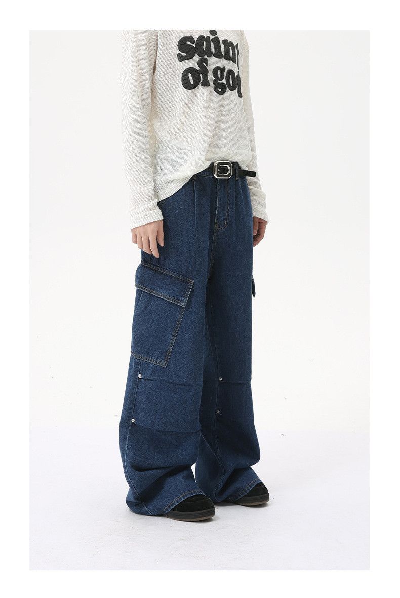 Japanese Brand Japanese retro style multi-pocket straight leg cargo jeans Size US 32 / EU 48 - 2 Thumbnail