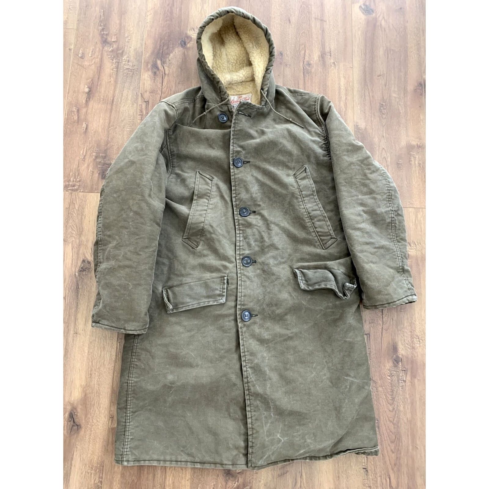 Vintage VINTAGE Golden Fleece Jacket Mens Large Green Cotton Hooded Parka Trenchcoat Western Puffer Ski Vintage Outerwear Size US L / EU 52-54 / 3 - 2 Thumbnail