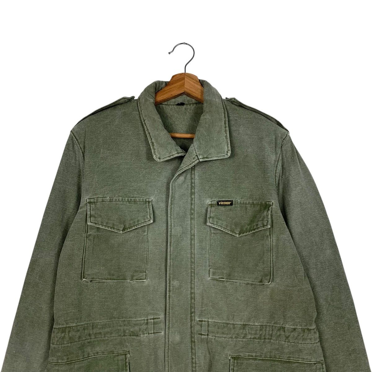 Japanese Brand VOCEVER Light Wash Olive Green Chore Jacket #1826-C27 Size US M / EU 48-50 / 2 - 2 Thumbnail