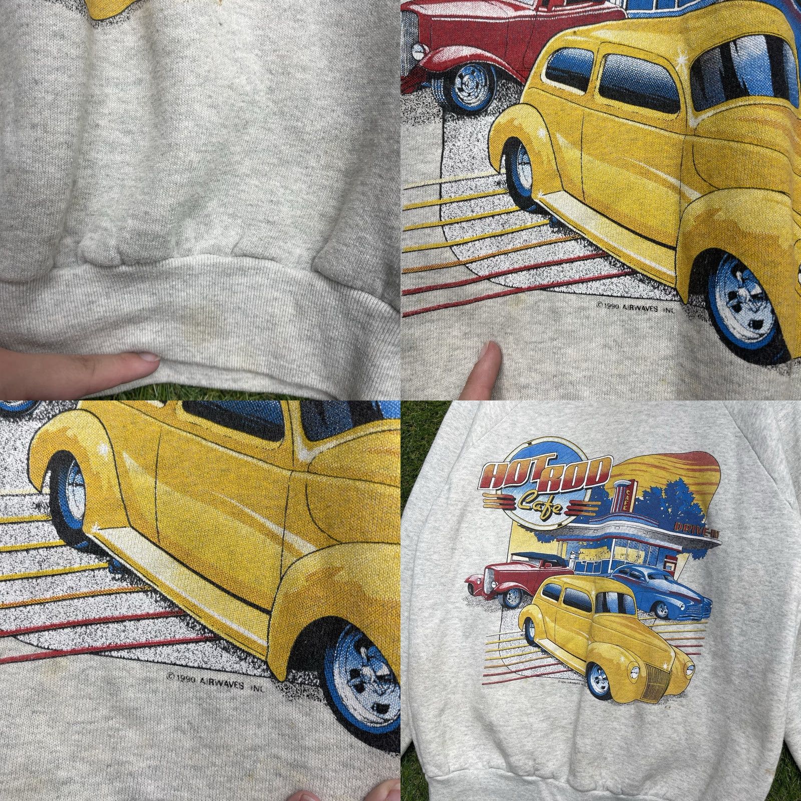 Gildan VINTAGE Gildan Sweatshirt Mens M White Crewneck Pullover Car 90s Graphic Print Size US M / EU 48-50 / 2 - 8 Thumbnail