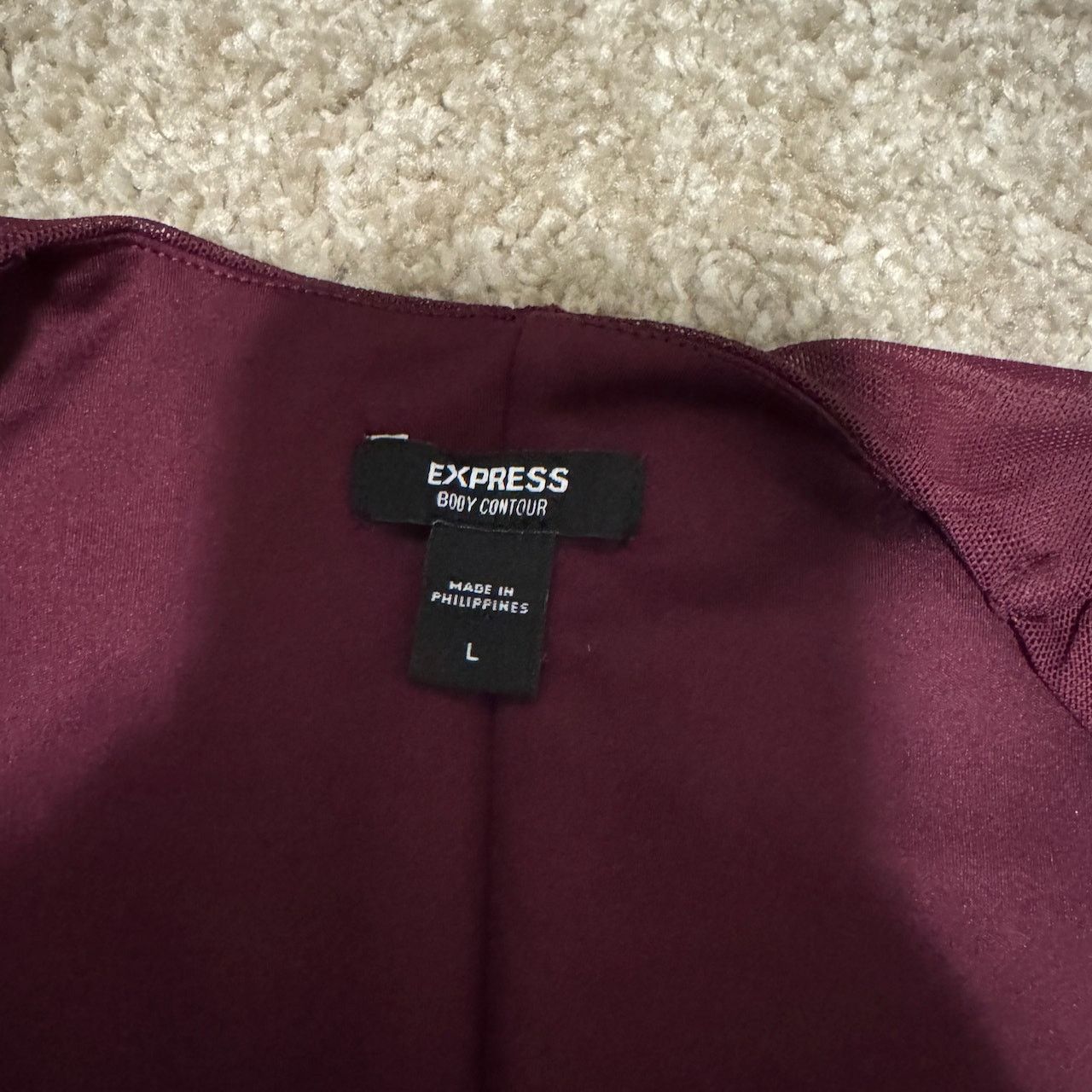 Express Express Burgundy Long Sleeve Ruched Top Size L / US 10 / IT 46 - 3 Thumbnail