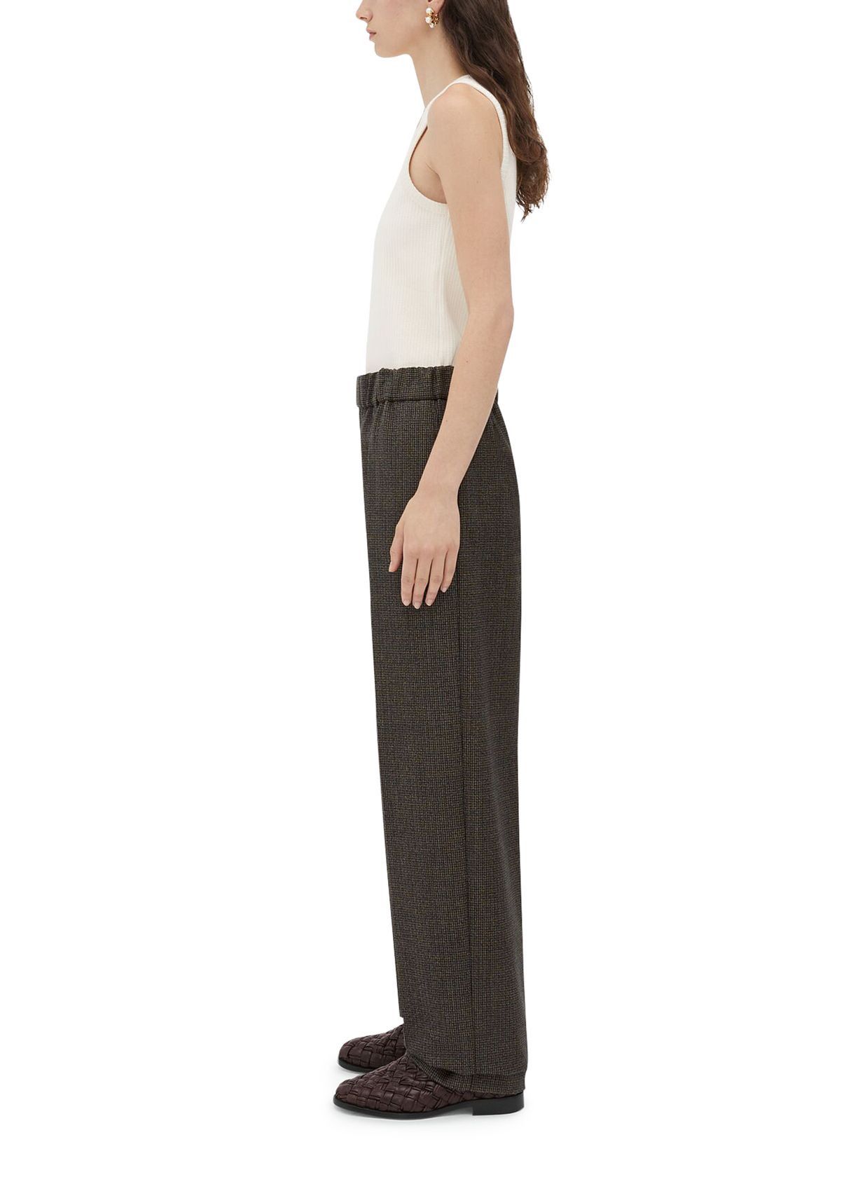 Bottega Veneta o1n1vont0125 Houndstooth Wool Trouser in Brown Size 26" / US 2 / IT 38 - 4 Thumbnail