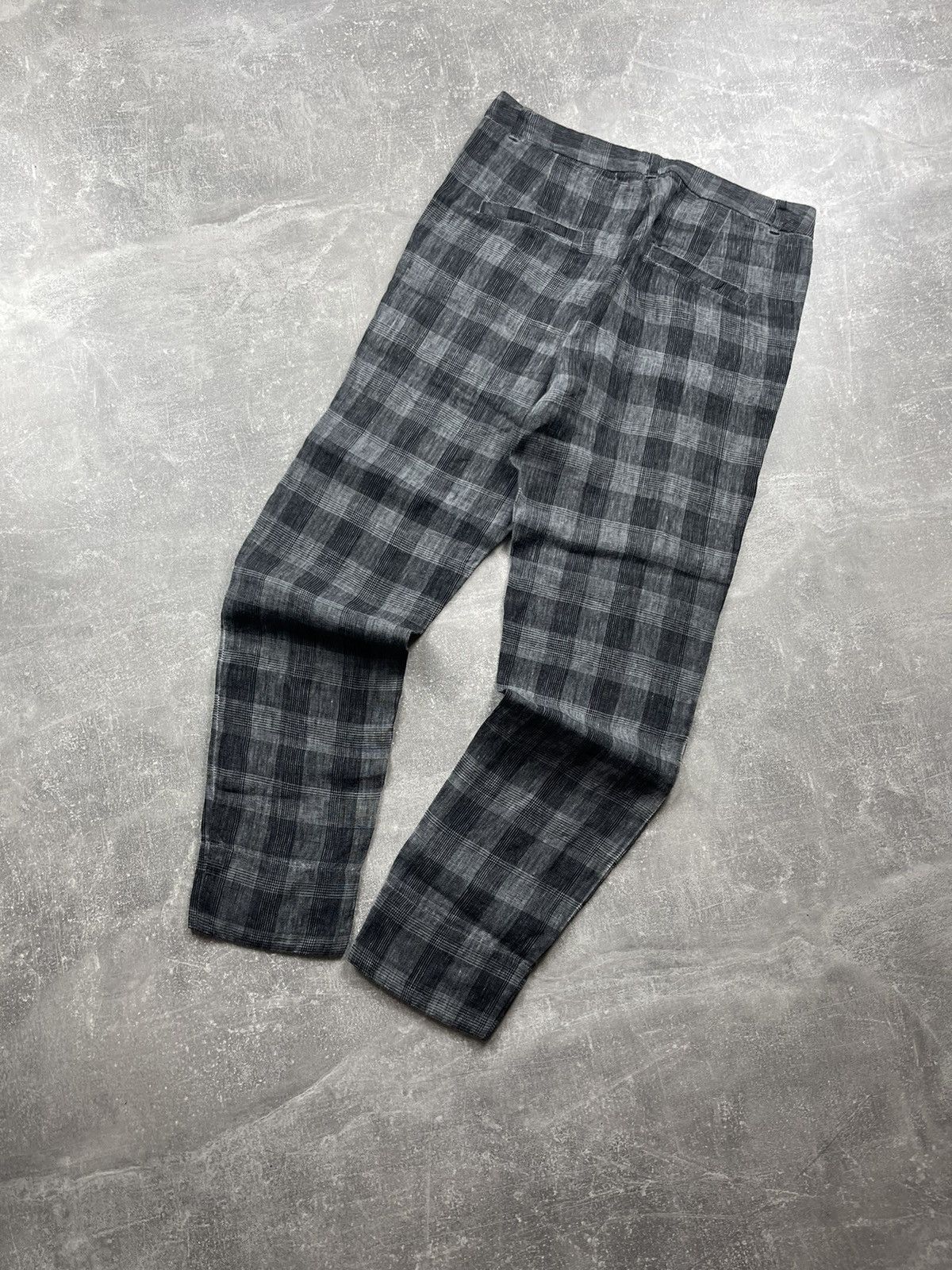 Transit Transit Par-Such Linen Trousers Gray Plaid Pants Avant-Garde Size 32" / US 10 / IT 46 - 10 Thumbnail