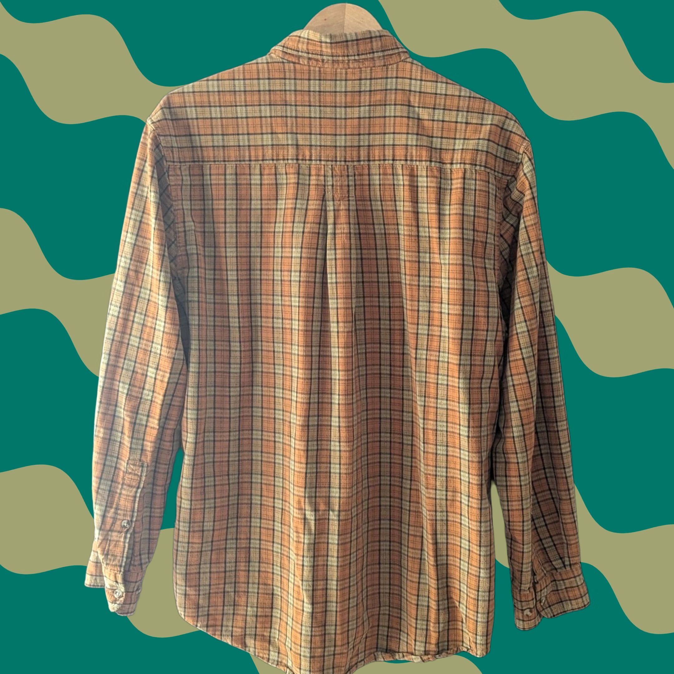 Timberland Timberland Shirt Mens Plaid Long Sleeve Button-Down Orange Tan Green Size M Size US M / EU 48-50 / 2 - 1 Thumbnail