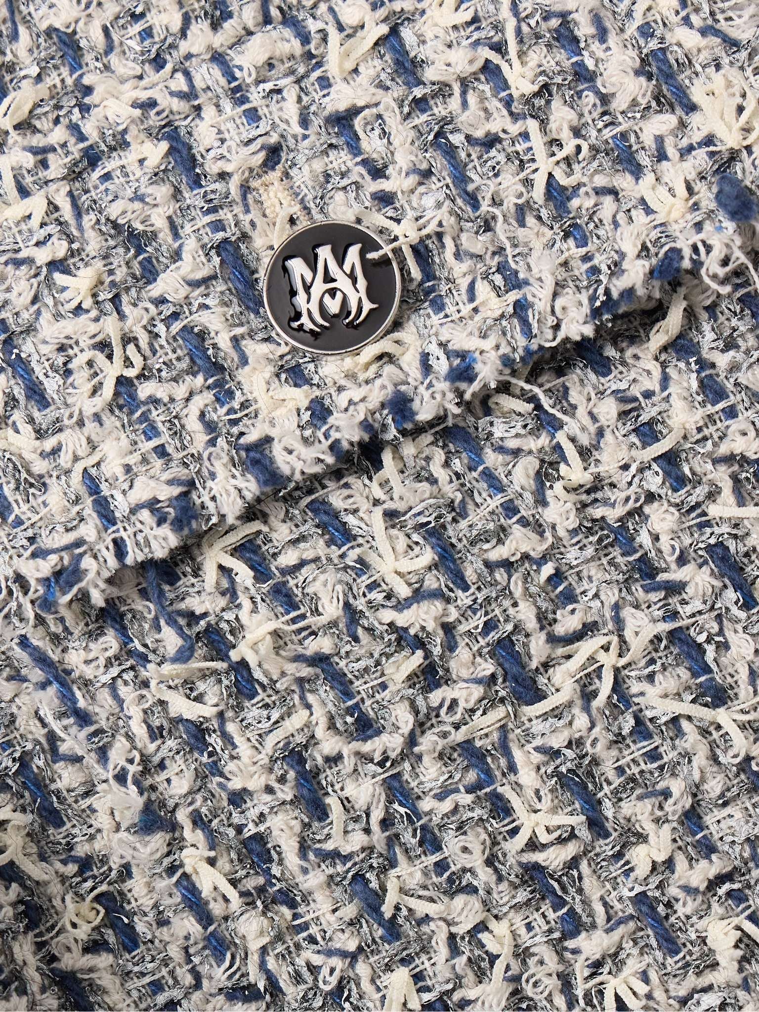 Amiri o1s1wg110525 Camp-Collar Frayed Cotton Tweed Overshirt Size US S / EU 44-46 / 1 - 5 Thumbnail