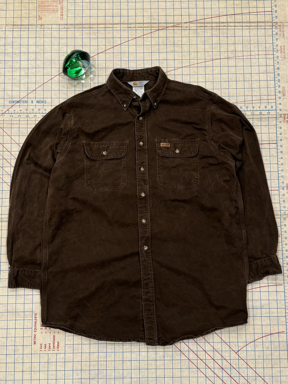 Carhartt Vintage Carhartt Rugged Outdoor Wear Brown Button Up Large T Size US L / EU 52-54 / 3 - 1 Thumbnail