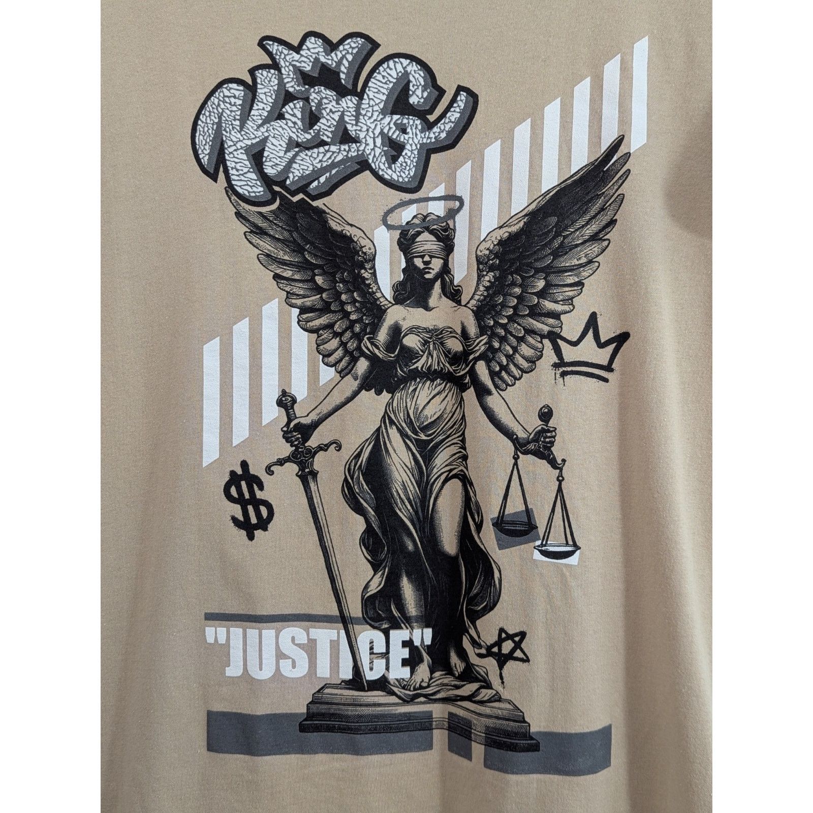 Other Vintage Style Lady Justice "King" Graphic Tee Tan Large Size US L / EU 52-54 / 3 - 2 Thumbnail