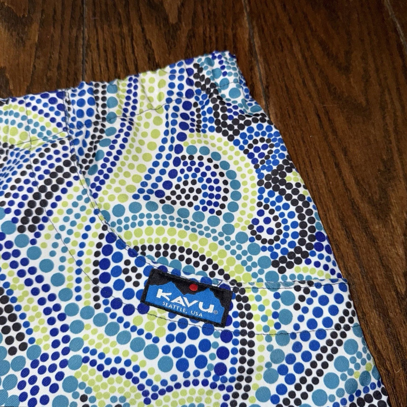 KAVU VINTAGE KAVU Shorts Mens XL Belted Mosaic Blue Green Hiking Climbing USA Size US 36 / EU 52 - 7 Thumbnail