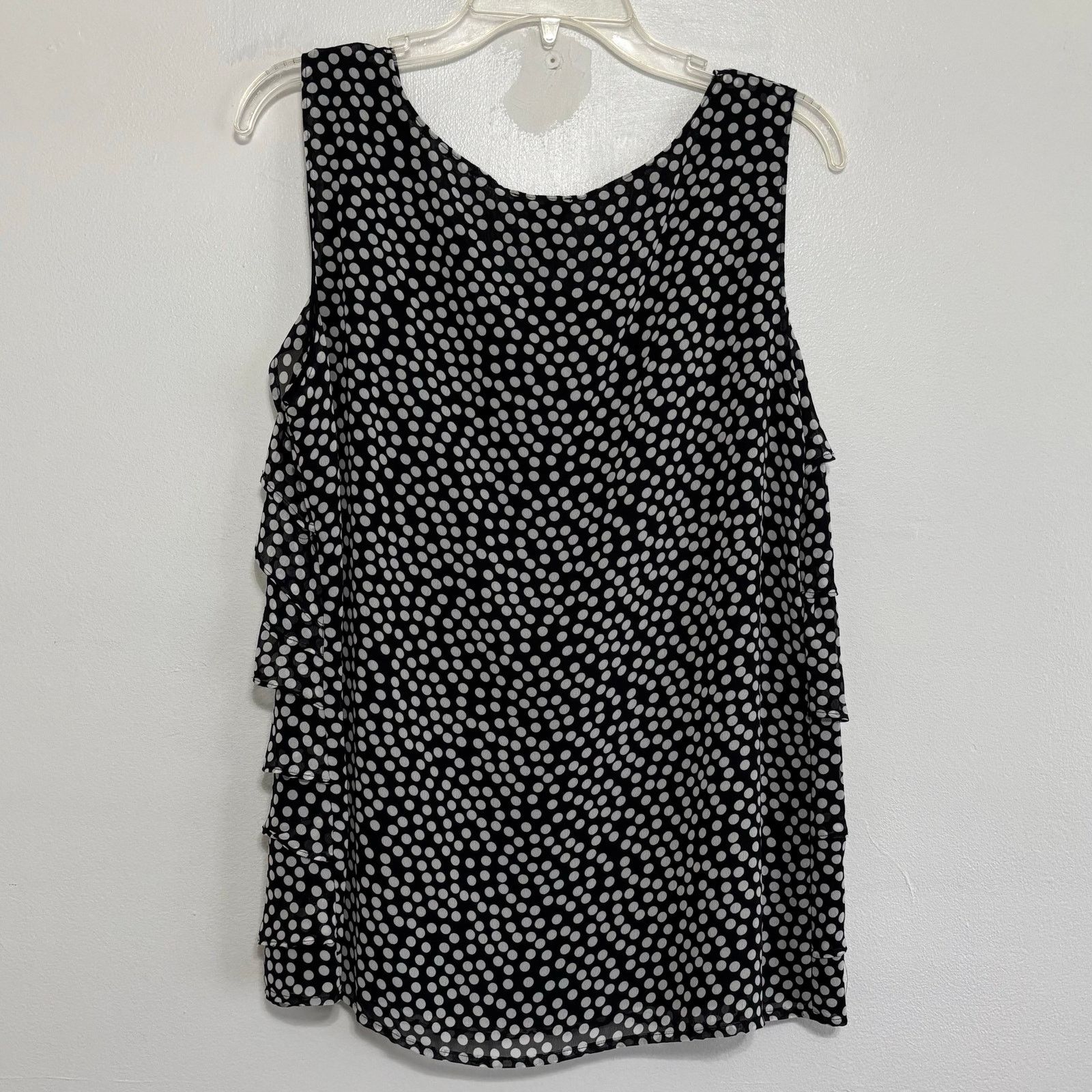 Other Nue Options Black & White Polka Dots Ruffle Tank Top Size L Size L / US 10 / IT 46 - 2 Thumbnail