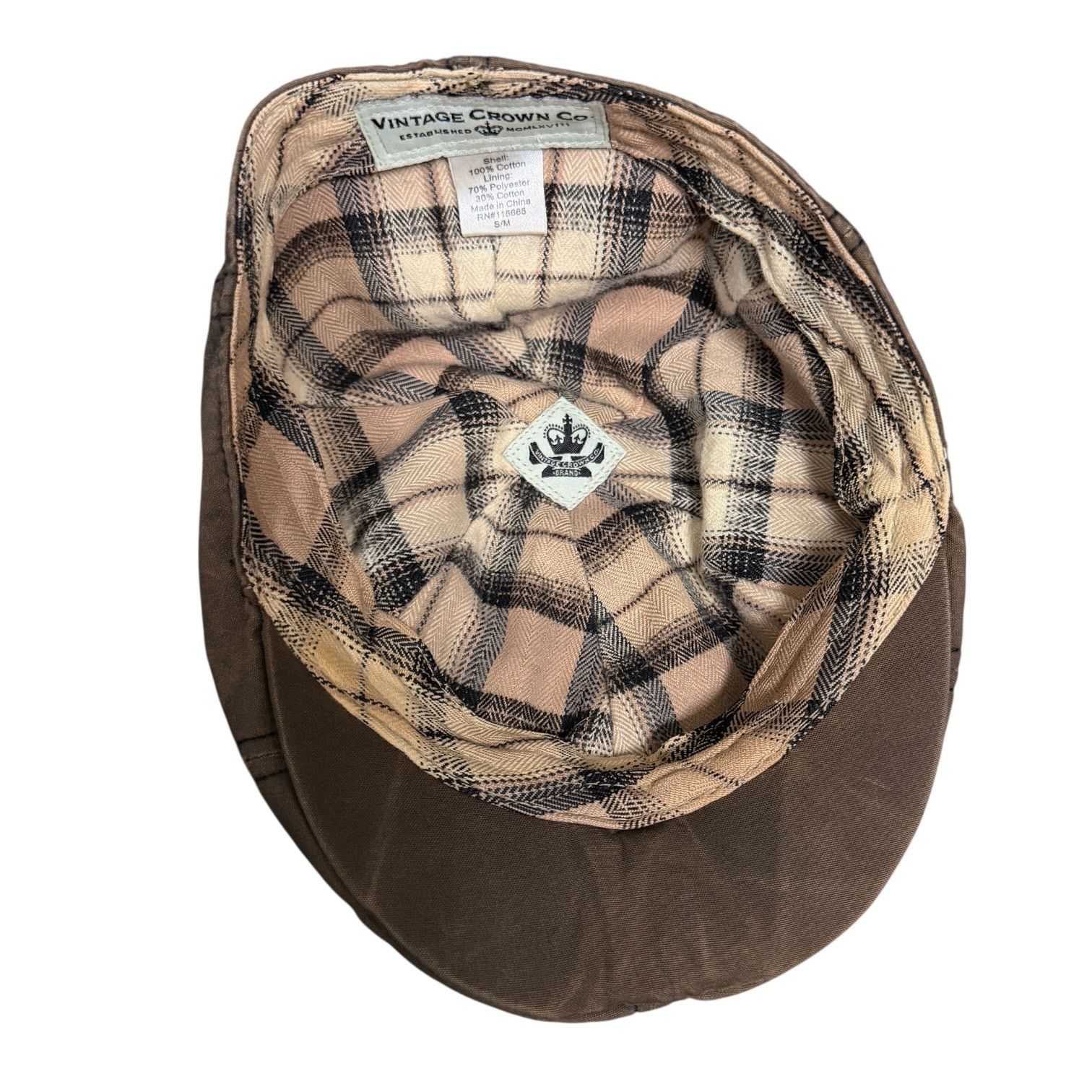 Crown Cap Vintage Crown Co. Brown Cabbie Newsboy Hat Men's Women's S/M Size ONE SIZE - 6 Thumbnail