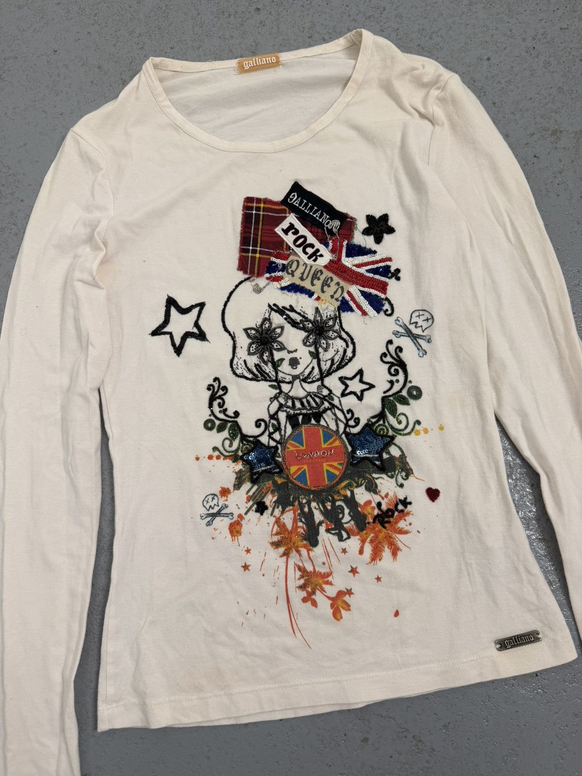 John Galliano Vintage 00s John Galliano UK Punk Glitter Longsleeve Size XS / US 0-2 / IT 36-38 - 2 Thumbnail