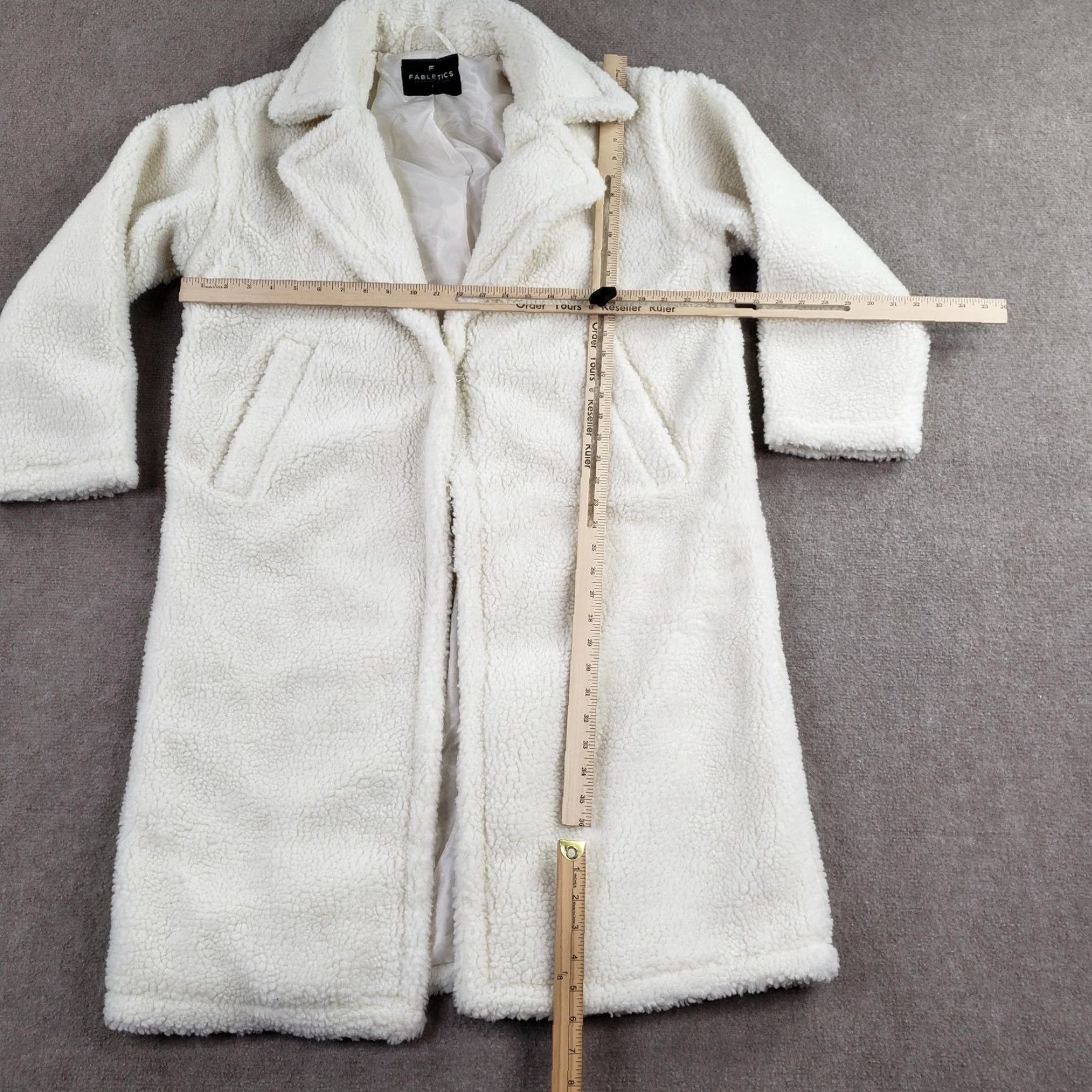 Fabletics Fabletics Coat Womens Large White Long Sherpa Teddy Fleece Lined Jacket Size L / US 10 / IT 46 - 2 Thumbnail