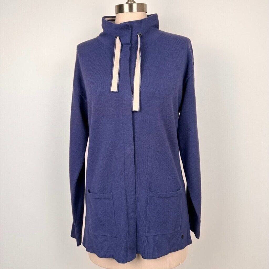 Other Olsen Women’s Snap Button Mock Neck Sweater Size 4 XS Blue Size XS / US 0-2 / IT 36-38 - 2 Thumbnail