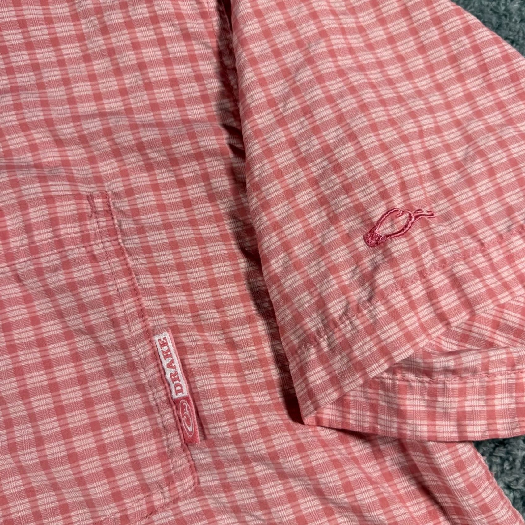 CO Drake Clothing Co Mens Large Pink Gingham Button Shirt Performance Size US L / EU 52-54 / 3 - 3 Thumbnail