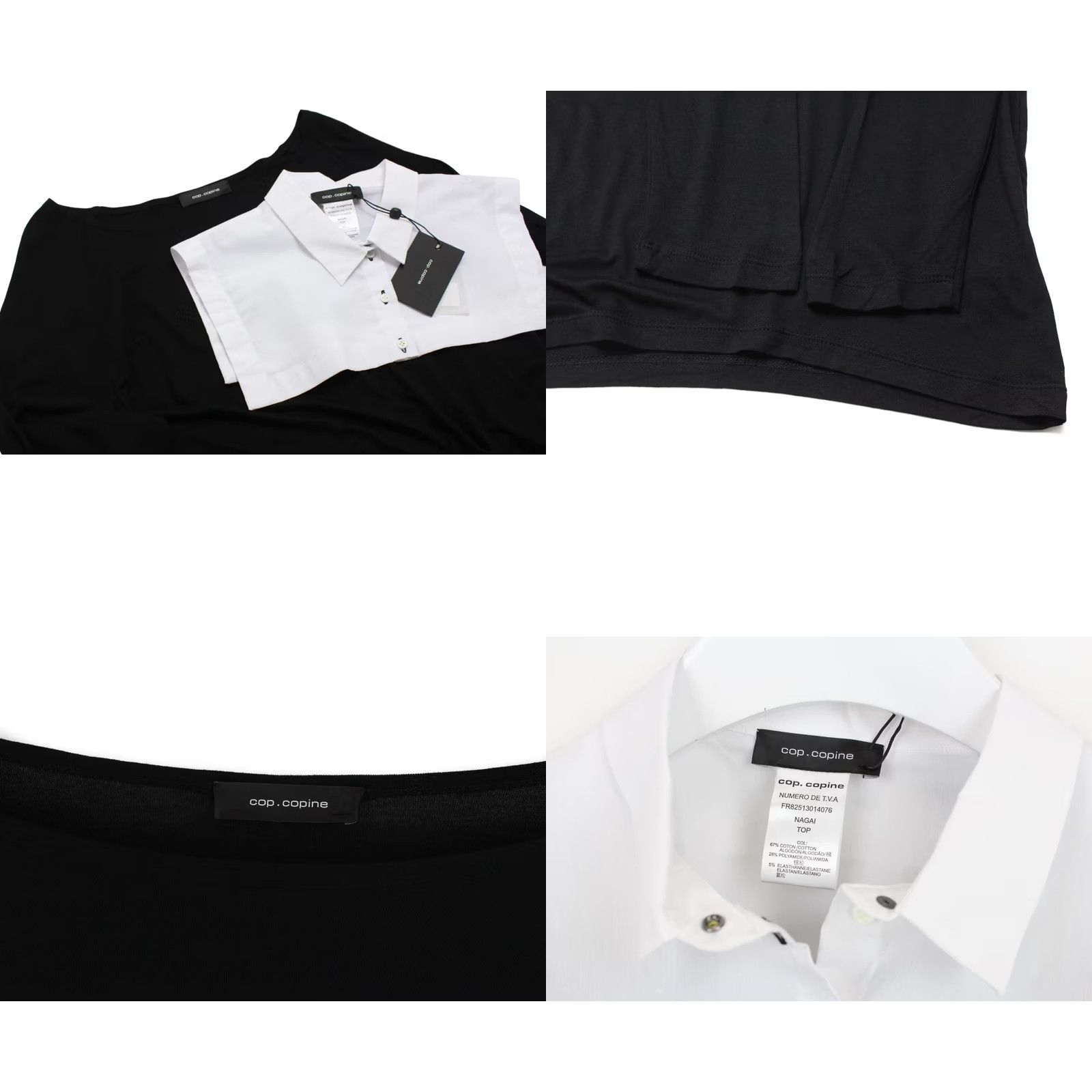 Cop Copine COP COPINE Nagai Blouse Women L Stretch Black Collared Shirt Size L / US 10 / IT 46 - 8 Thumbnail