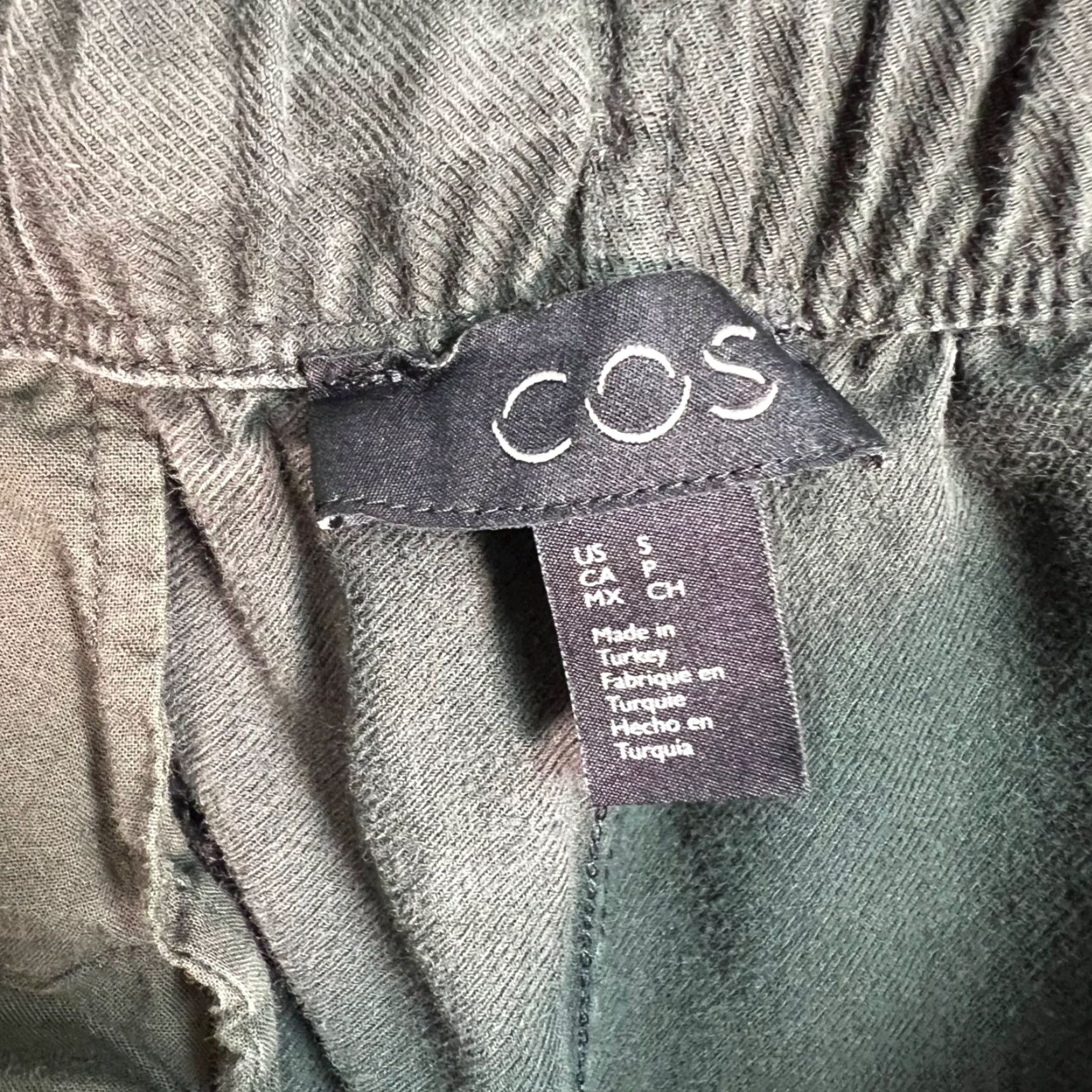 Cos COS Olive Green Elastic Waist Jogger Pants Small Cotton Blend Casual Fit Size US 29 - 3 Thumbnail