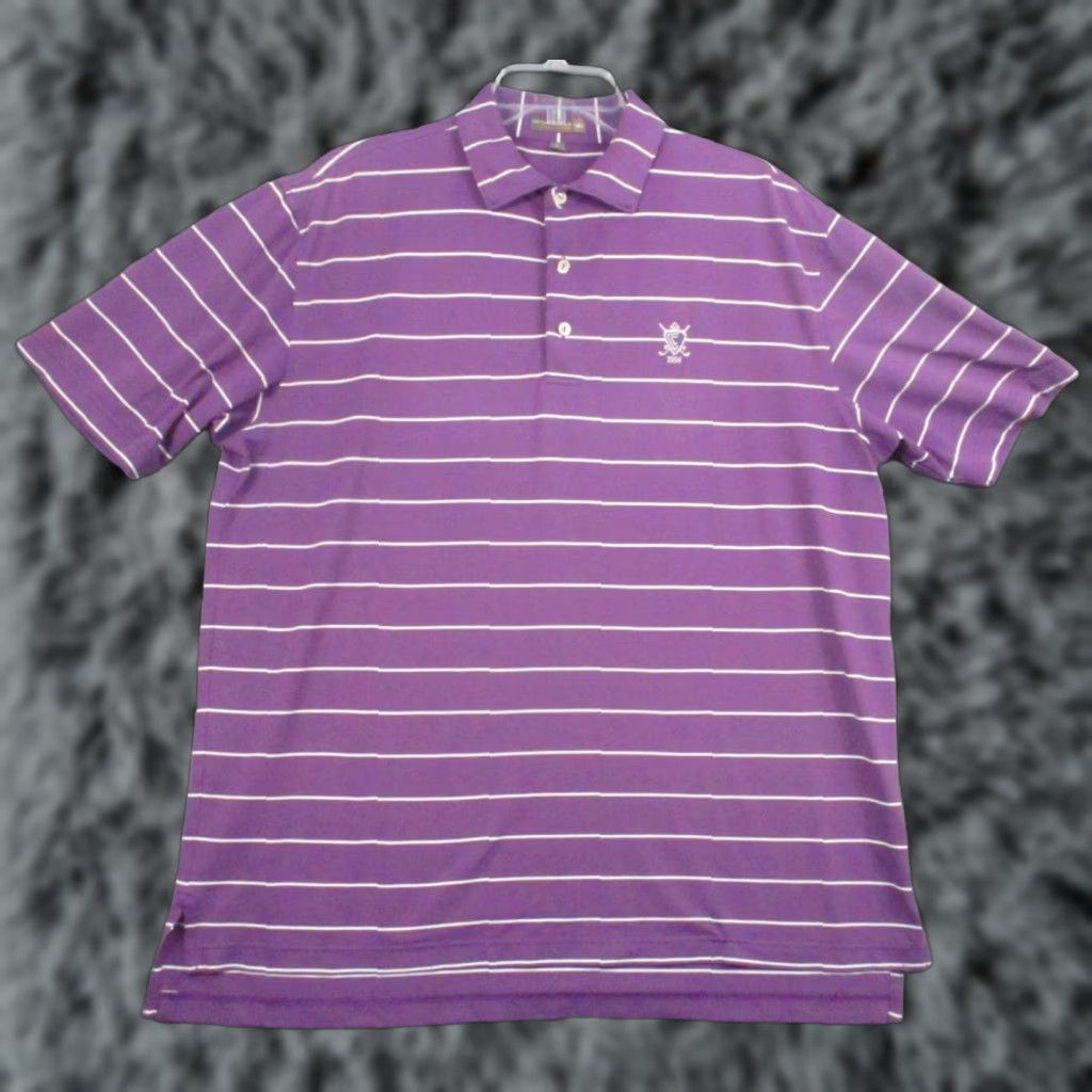 Peter Millar Peter Millar Summer Comfort Golf Polo Shirt Large Purple Stripe Mens Shirt Polo Size US L / EU 52-54 / 3 - 1 Thumbnail