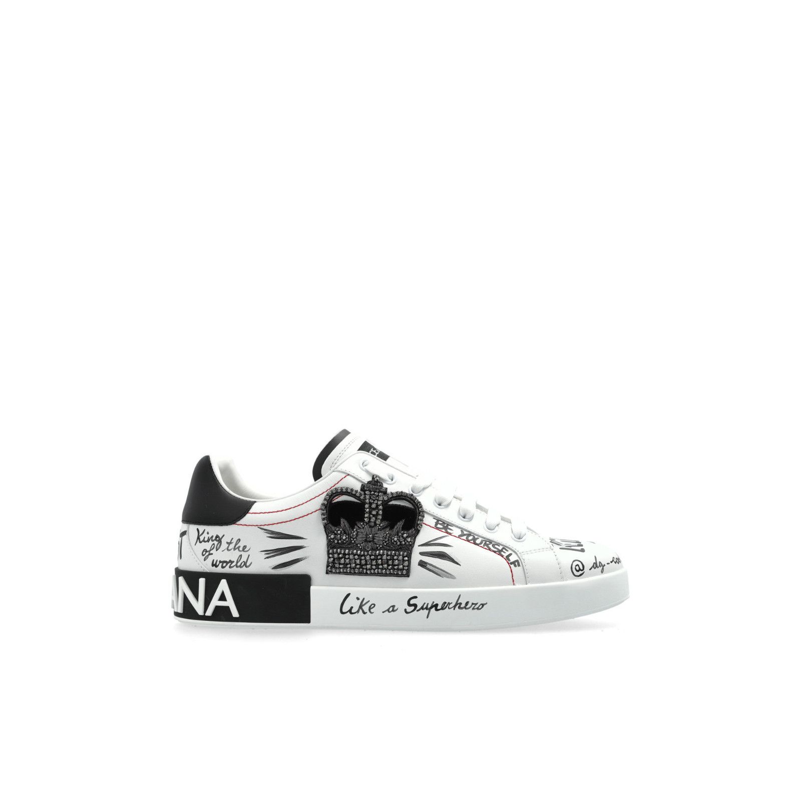 DOLCE&GABBANA Crown Draw White Leather Sports Sneakers New &