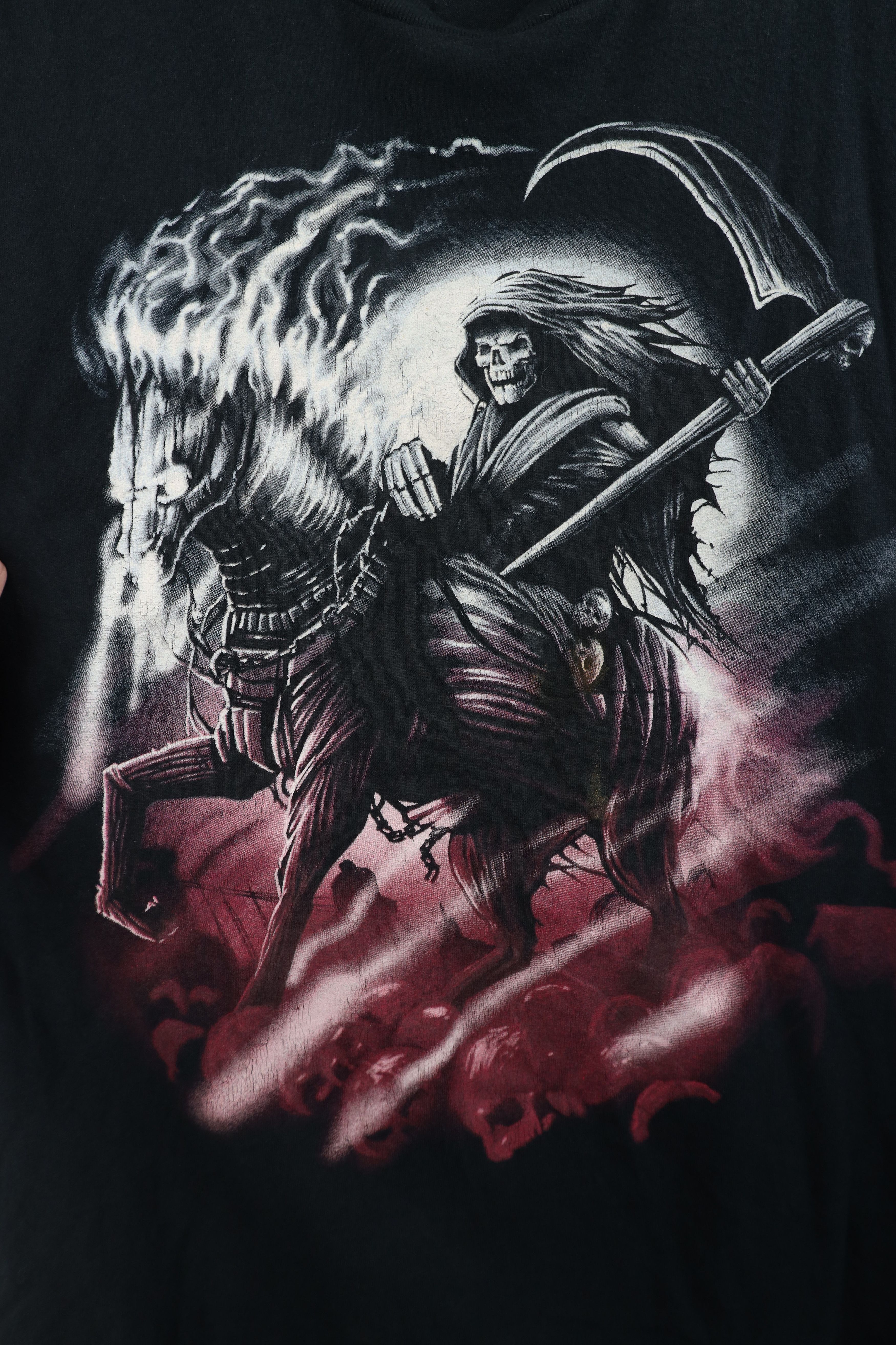 Vintage Vintage Y2K Streetwear Reaper Skeleton Fantasy T-Shirt Black Size US XXL / EU 58 / 5 - 4 Thumbnail