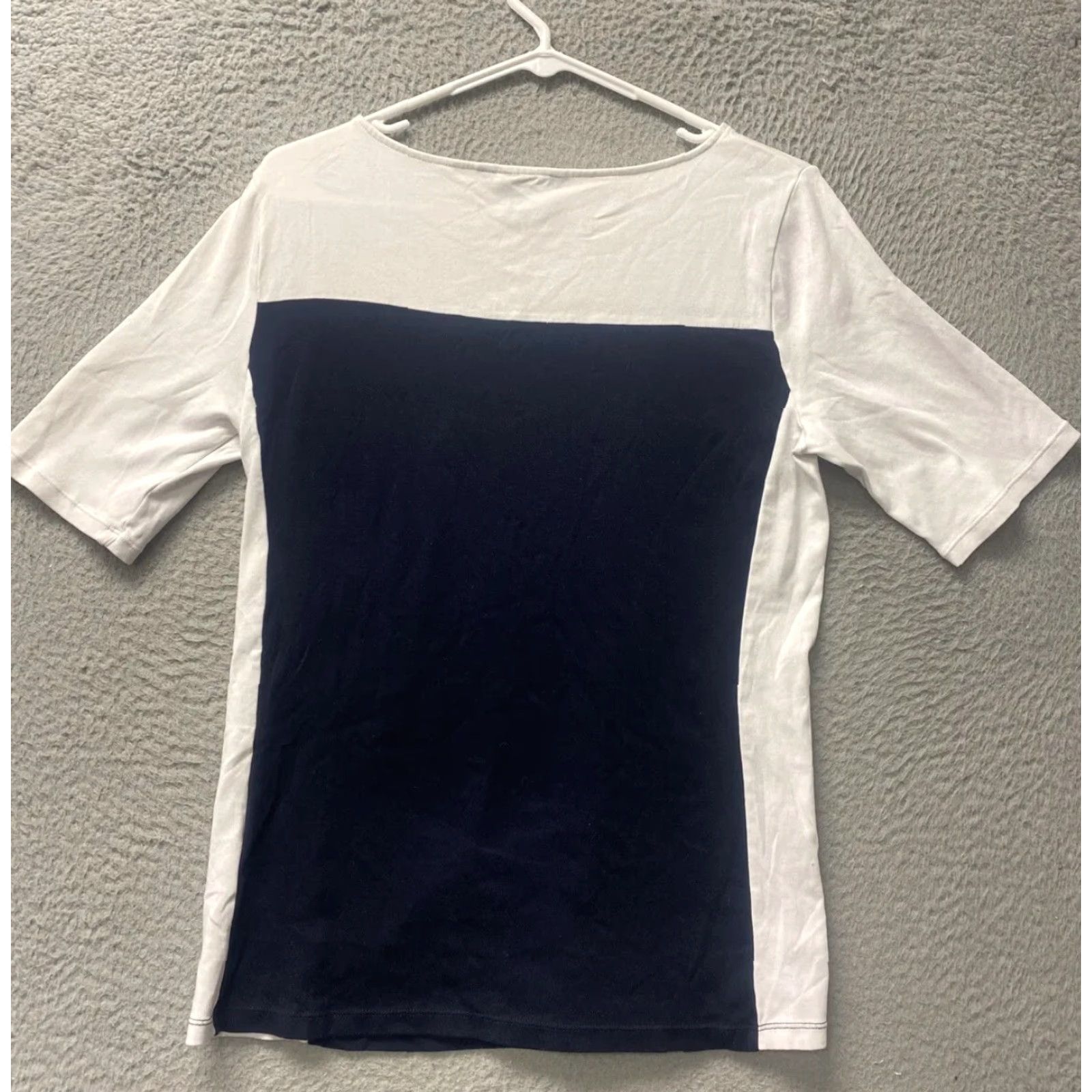 Ralph Lauren LAUREN RALPH LAUREN Women's Color Block T-Shirt Large White Blue Casual Logo Classic Size L / US 10 / IT 46 - 6 Thumbnail