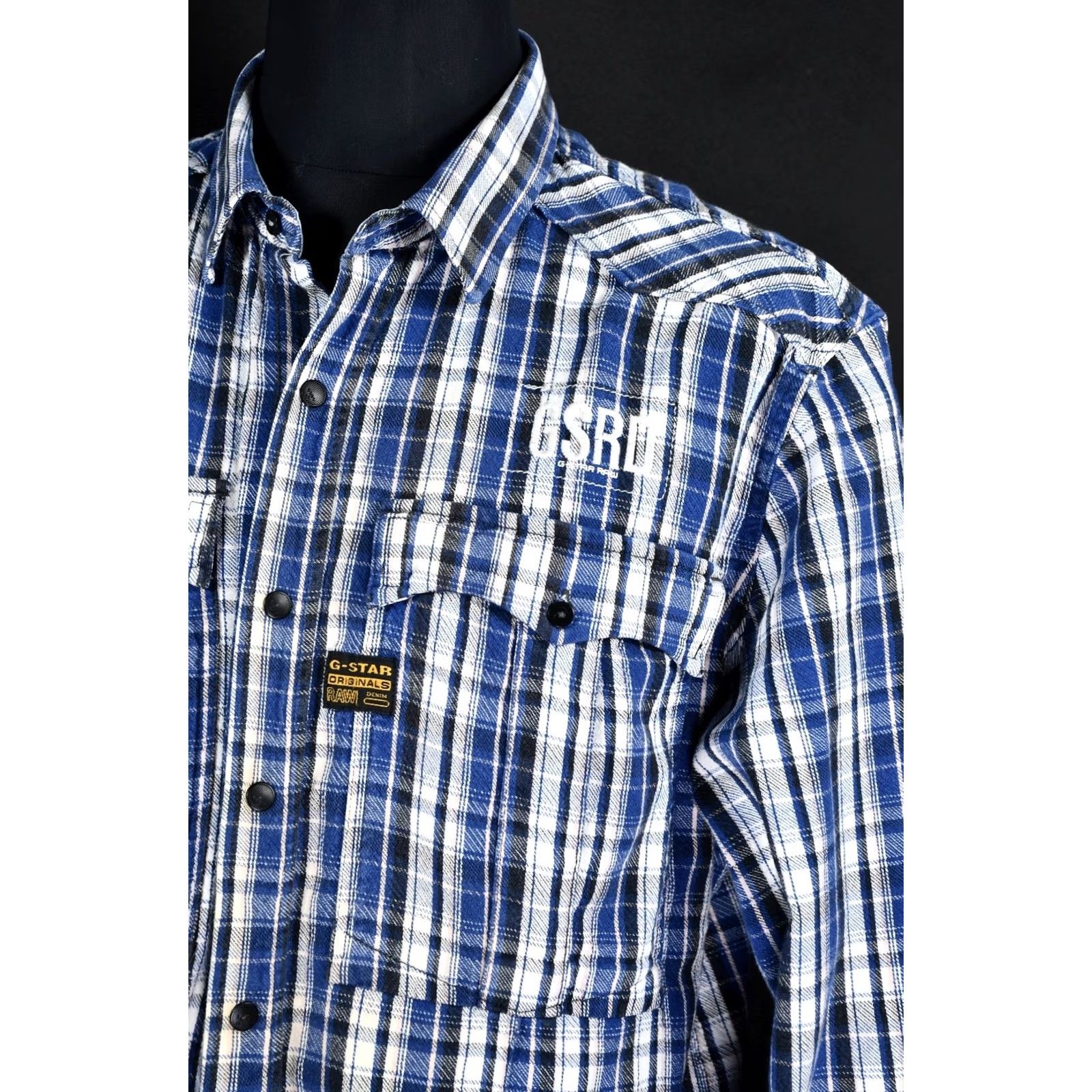 G-Star G-Star Raw Brass Rewind Plaid Shirt 3XL Men's Button-Up Long Sleeve Blue Cotton Size US XXL / EU 58 / 5 - 7 Thumbnail