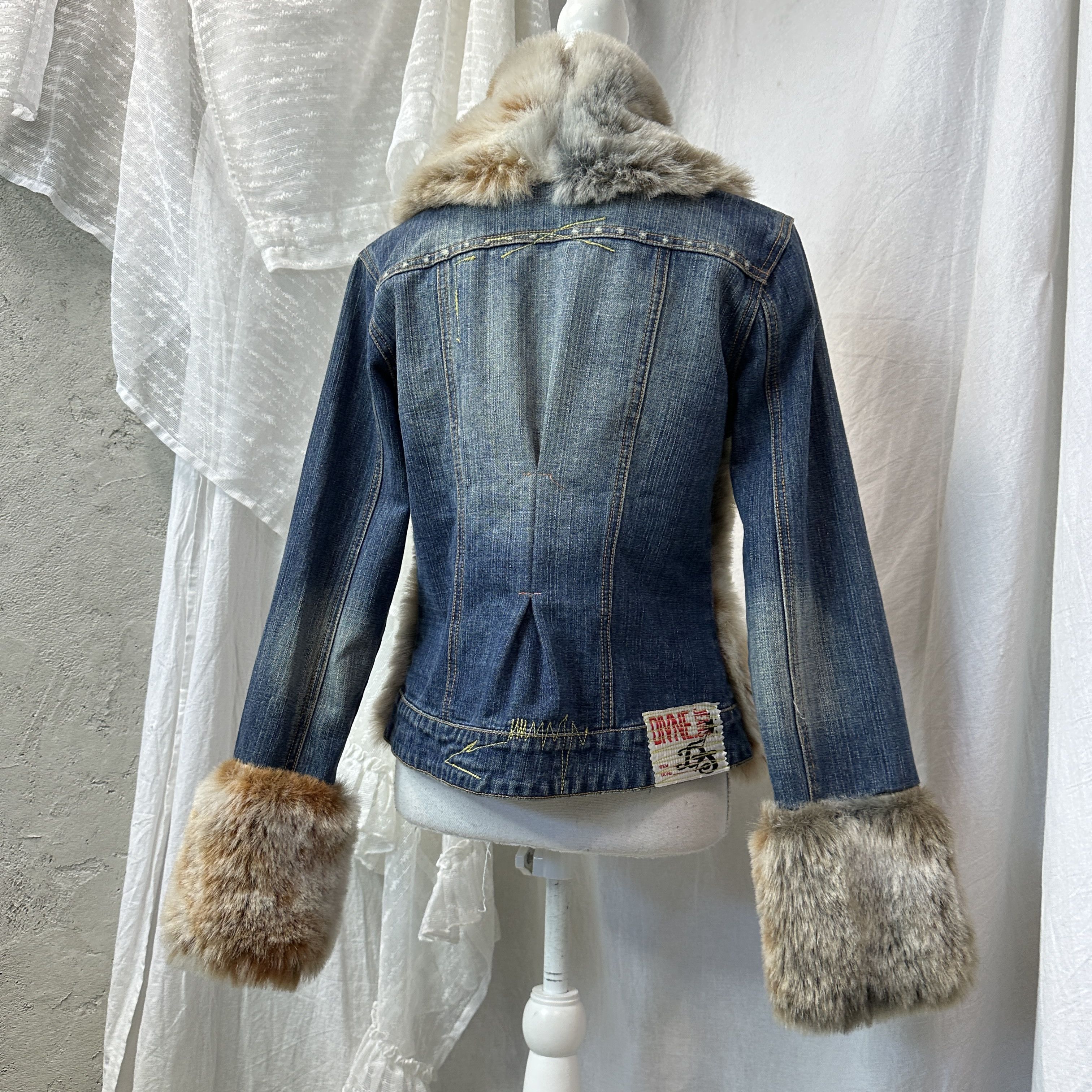 Vintage Vintage Avant Garde Denim Faux Fur Jeans Jacket 00s Size M / US 6-8 / IT 42-44 - 6 Thumbnail