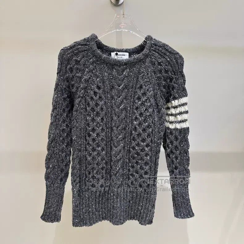 Thom Browne Thom Browne Heather Grey Four Stripe Wool Sweater Size US XS / EU 42 / 0 - 1 Thumbnail