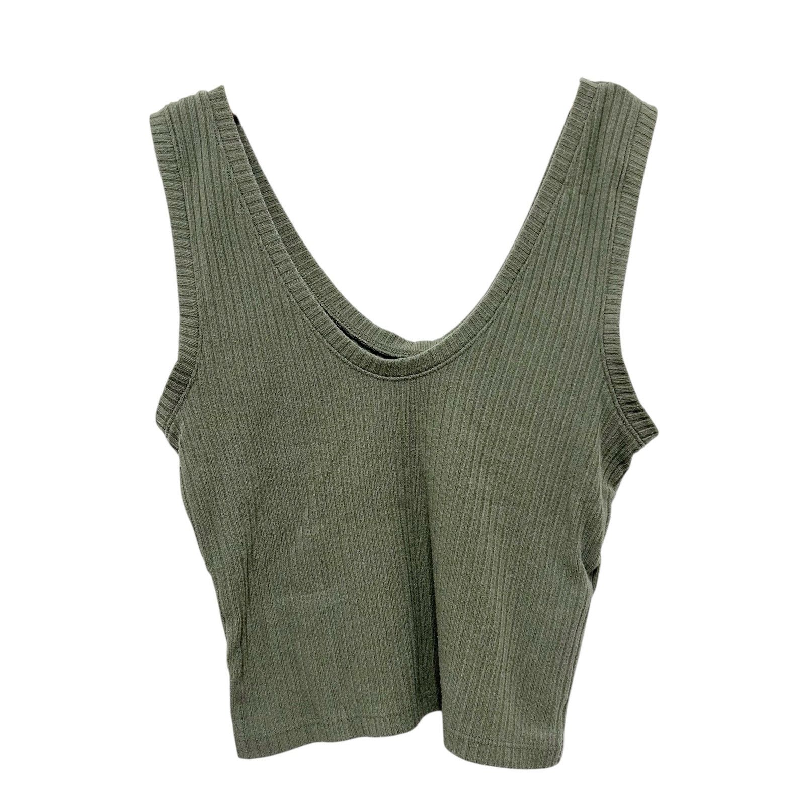 Abercrombie & Fitch Abercrombie & Fitch Green Ribbed Cropped Tank Top Sz S Size S / US 4 / IT 40 - 1 Thumbnail