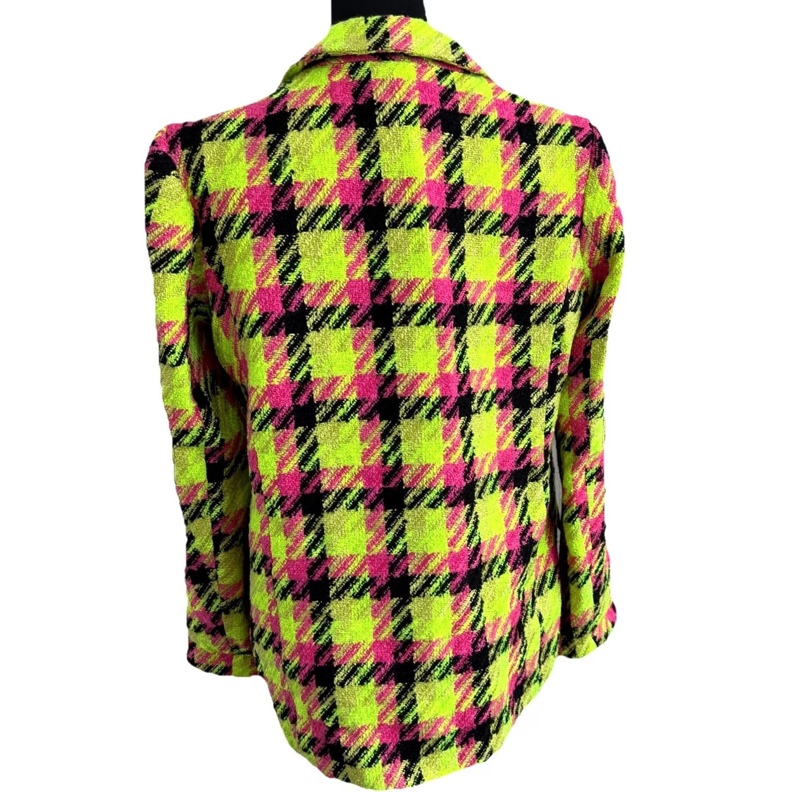 River Island River Island Blazer Neon Lime Pink Black Check Boucle Ladies UK 12 US 8 Plus Size Size XL / US 12-14 / IT 48-50 - 6 Thumbnail