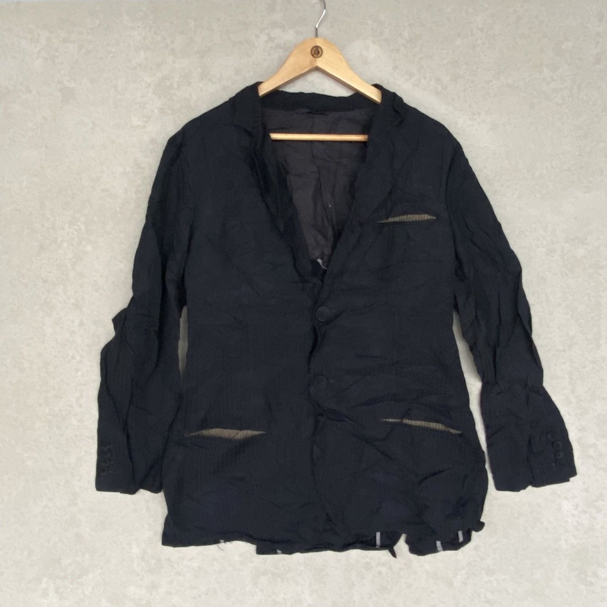 Other Vintage Black Wool Blazer With A Distressed Touch Blazer L Size US L / EU 52-54 / 3 - 1 Thumbnail