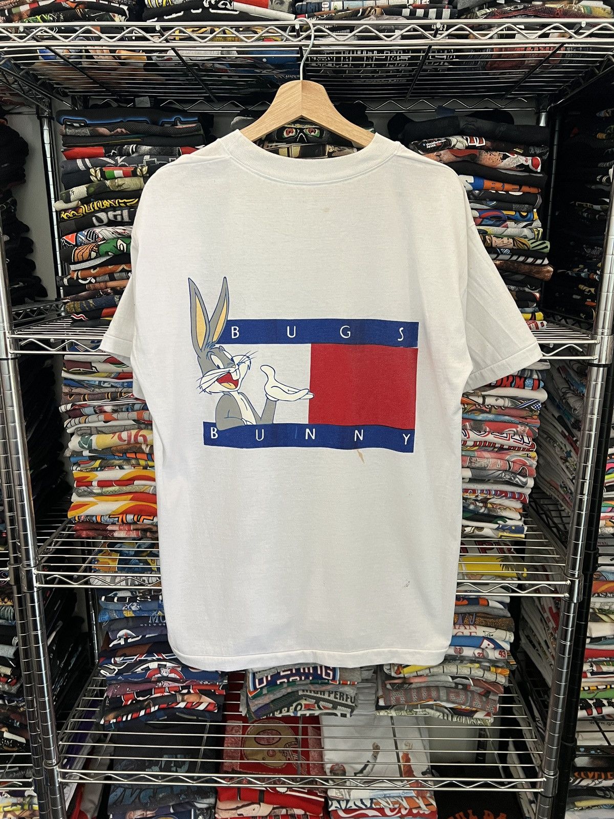Warner Bros 90s Bugs Bunny Tommy Hilfiger Parody Looney Tunes Bootleg Size US L / EU 52-54 / 3 - 1 Thumbnail
