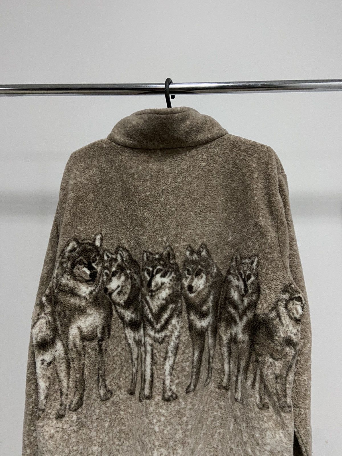 Japanese Brand × Vintage Wolves 🐺 Fleece Jacket Warm Vintage Zip Overprint Size US L / EU 52-54 / 3 - 4 Thumbnail