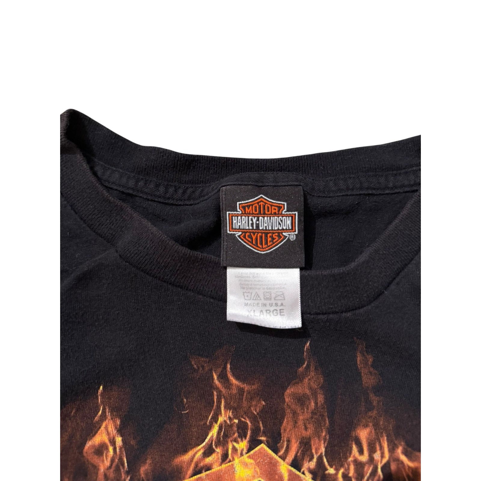 Vintage Vintage HD Skull Flame Bar Shield Tee Six Bends FL Size US XL / EU 56 / 4 - 4 Thumbnail