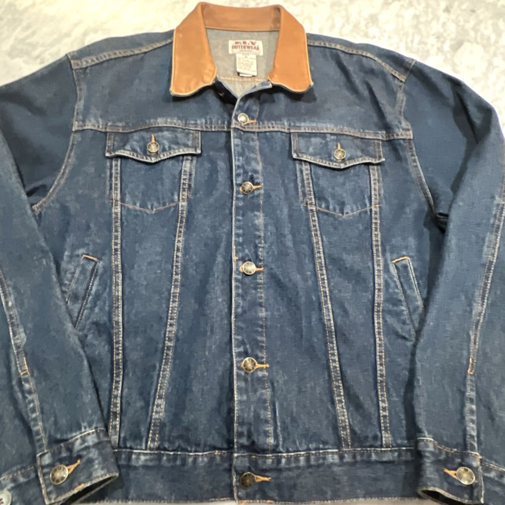 Vintage Ely Outerwear Blue Jean Jacket Men’s XL Chore Western Denim Cotton Collar Leather Biker 80s Cowboy Rancher Coat Jacket Men Size US 36 / EU 52 - 5 Thumbnail