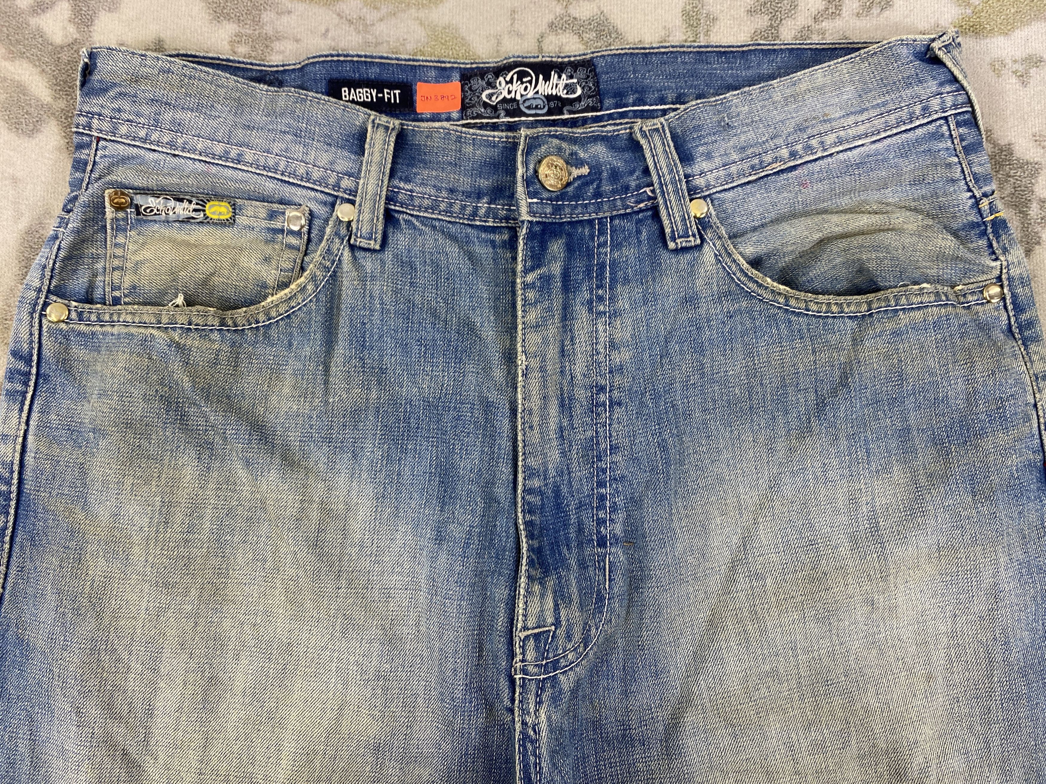 Japanese Brand Vintage Ecko Distressed Baggy Jeans 35x25.5 Denim- JN3892 Size US 35 - 3 Thumbnail