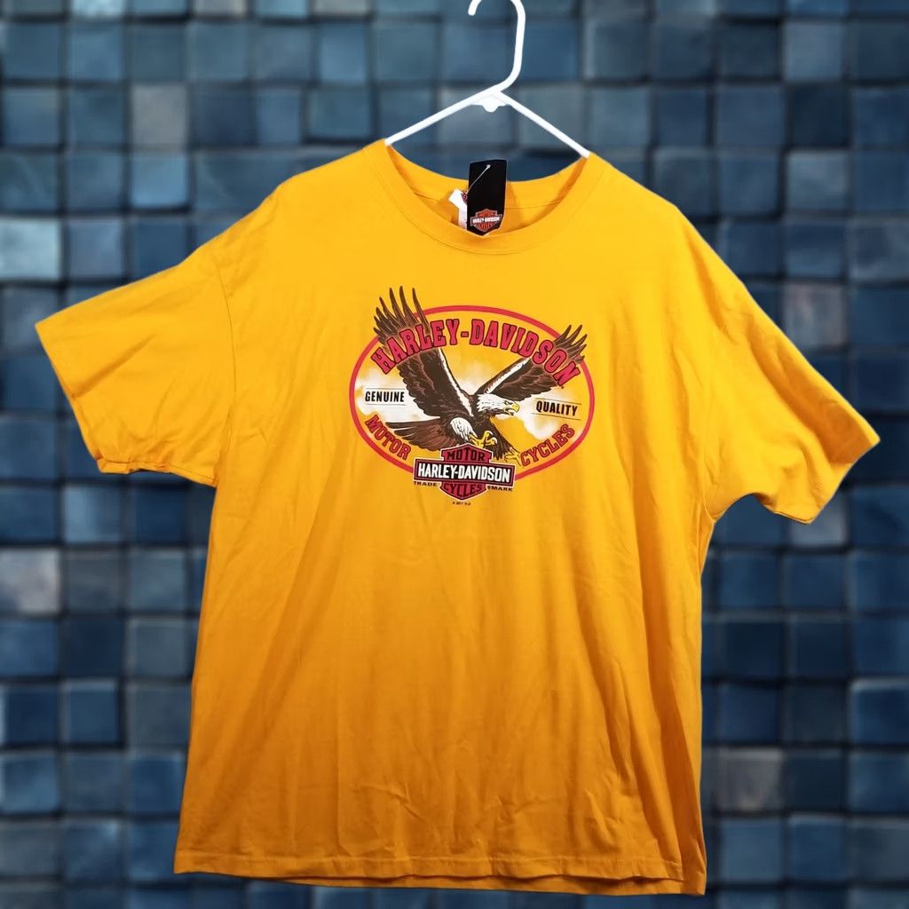 Harley Davidson Harley Davidson T-Shirt Shirt XL Yellow Vintage 05’s Rossiters Sarasota Fl Double Sided Mens Size US XL / EU 56 / 4 - 1 Thumbnail