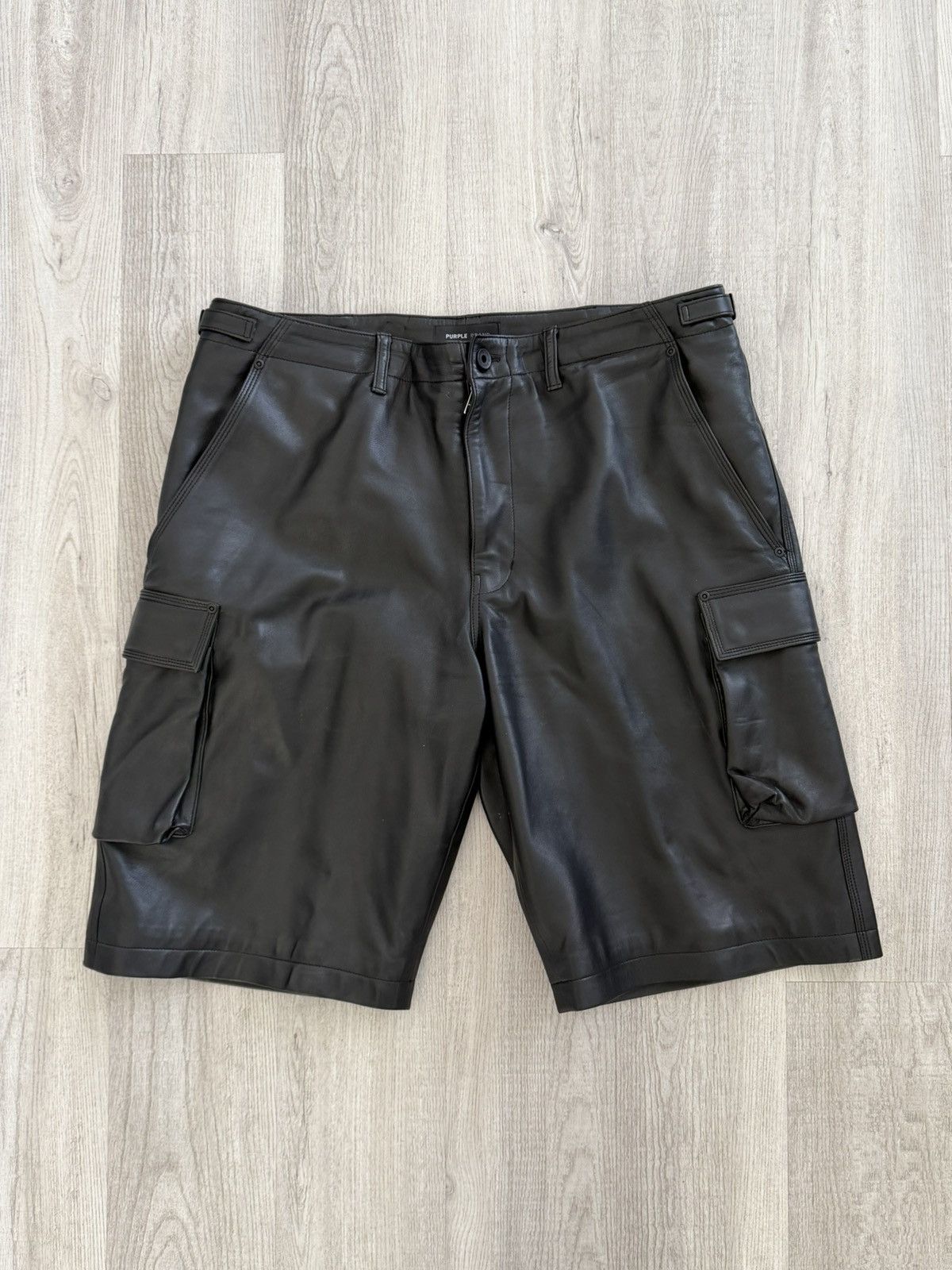 Purple Brand Purple Brand Leather Cargo Shorts Authentic 36 Size US 36 / EU 52 - 1 Thumbnail