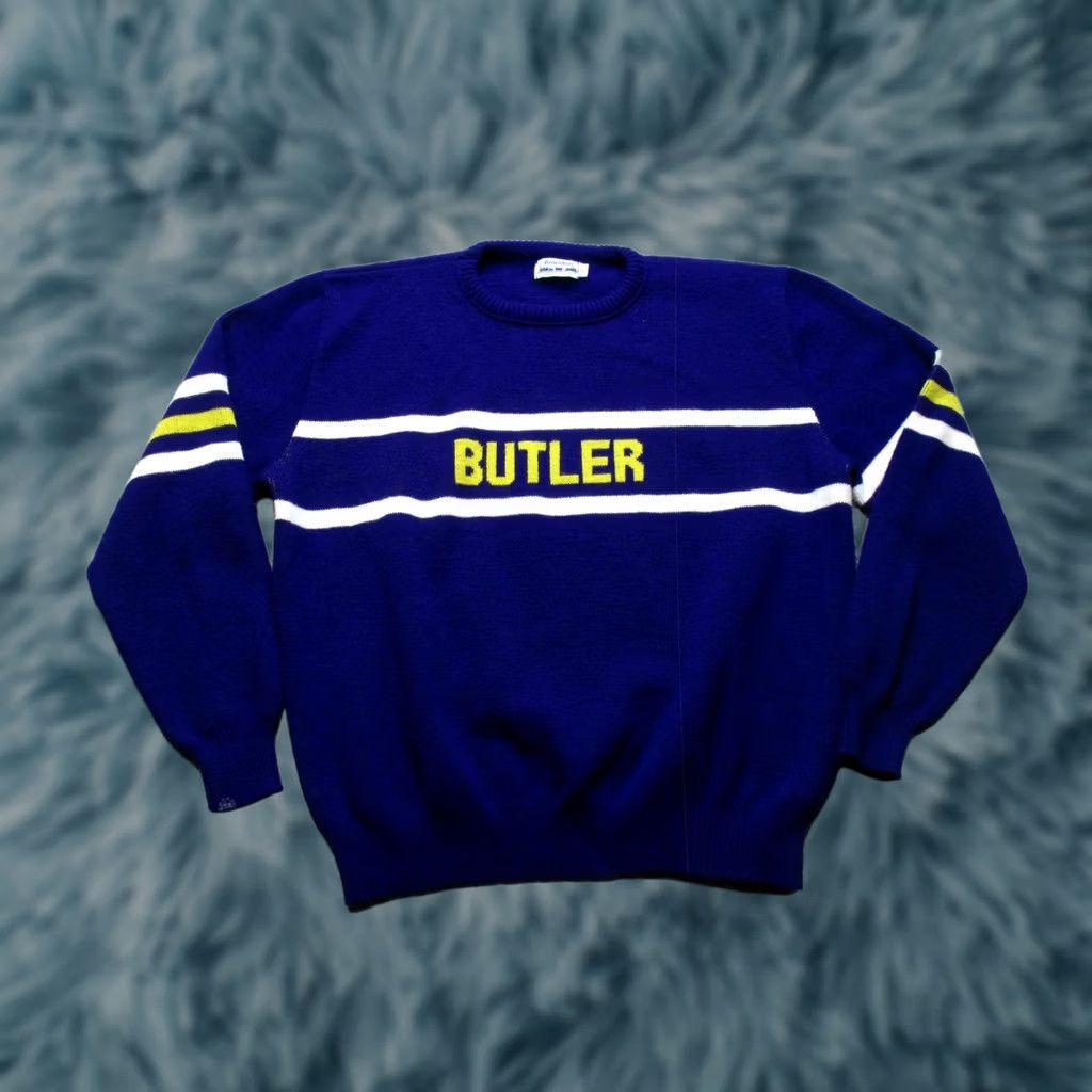 Vintage VINTAGE Brandon Sweater Mens Large Blue Stripe Acrylic Crewneck 80s Size US L / EU 52-54 / 3 - 1 Thumbnail