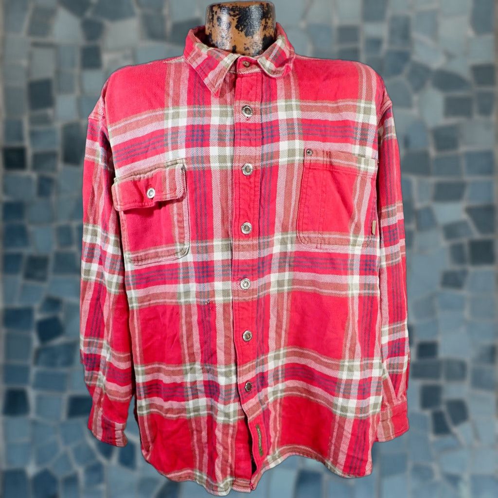 Vintage VINTAGE M. Fine & Sons Red Plaid Flannel Heavyweight Button-Up Shirt Adult Large Size US L / EU 52-54 / 3 - 1 Thumbnail