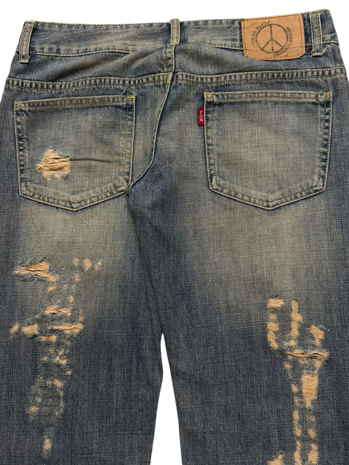 Hysteric Glamour Vintage Y2K Japanese Brand Faded Wash Ripped Wide Leg Flare Size 30" / US 8 / IT 44 - 5 Thumbnail