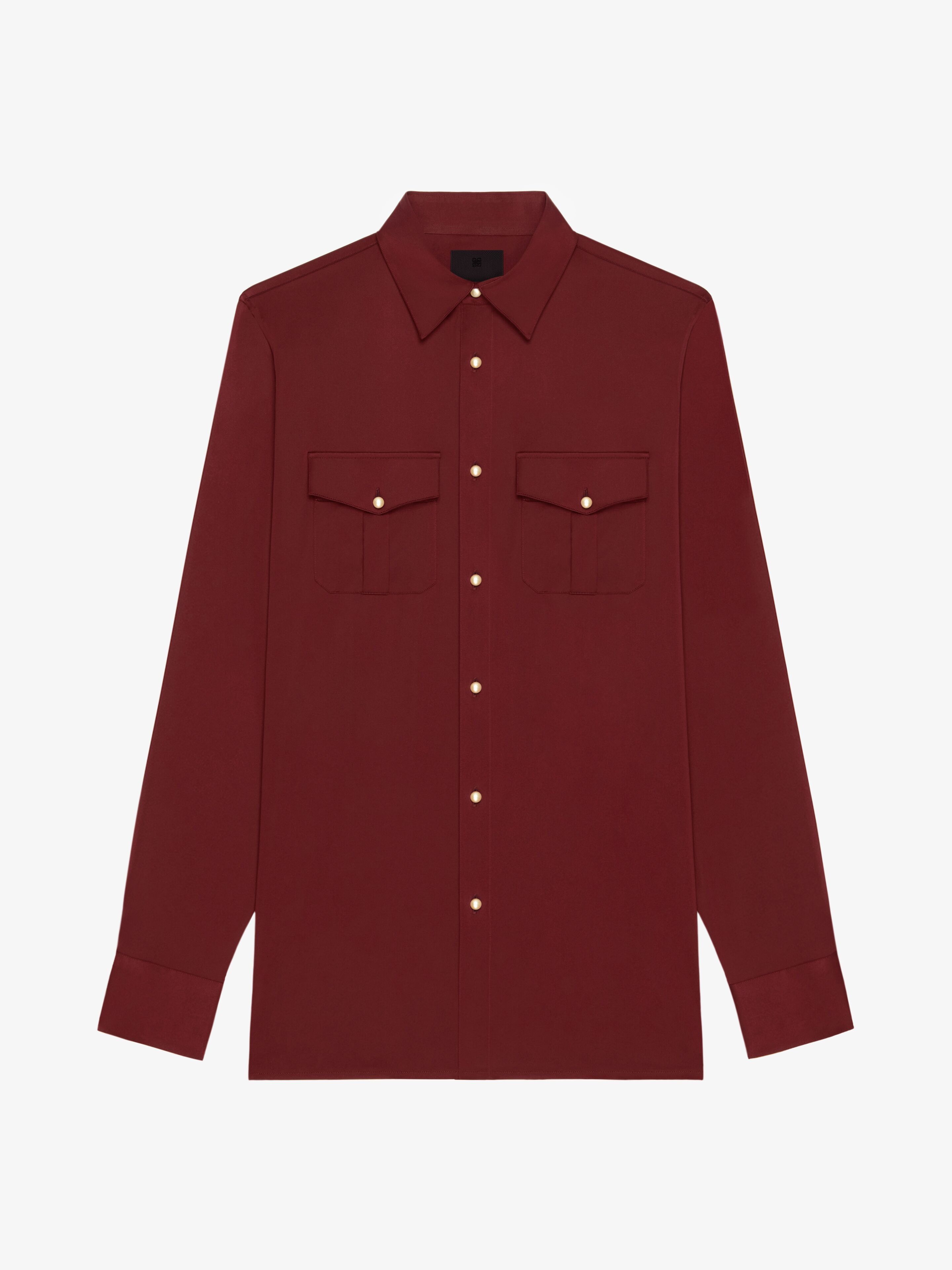 o1w1db10925 Tight Fit Shirt With Pockets in Burgundy